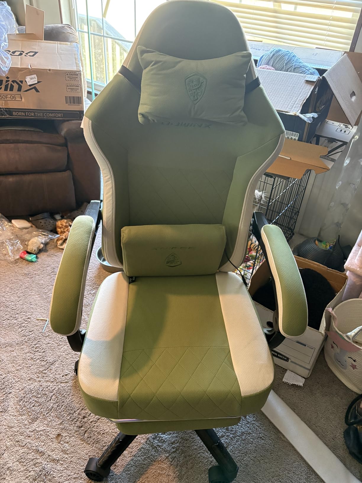 Dowinx Gaming Chair with Pocket Spring Cushion, High Back Ergonomic 360 Degree Swivel Chair for Office Gaming, Massage Lumbar Support with Footrest for Adults, 300LBS Capacity, Beige for Office Gaming customer photo 2