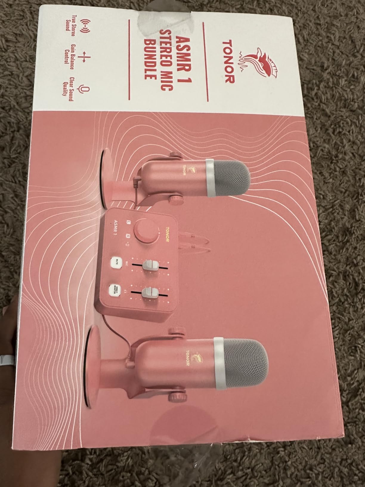 TONOR ASMR Microphone Equipment Bundle With Audio Interface, Immersive 3D Stereo, Dual Condenser Mics With Mixer, Clear Sound, Volume Control, Furry Windscreens, ASMR Starter Pack, Pink customer photo 3