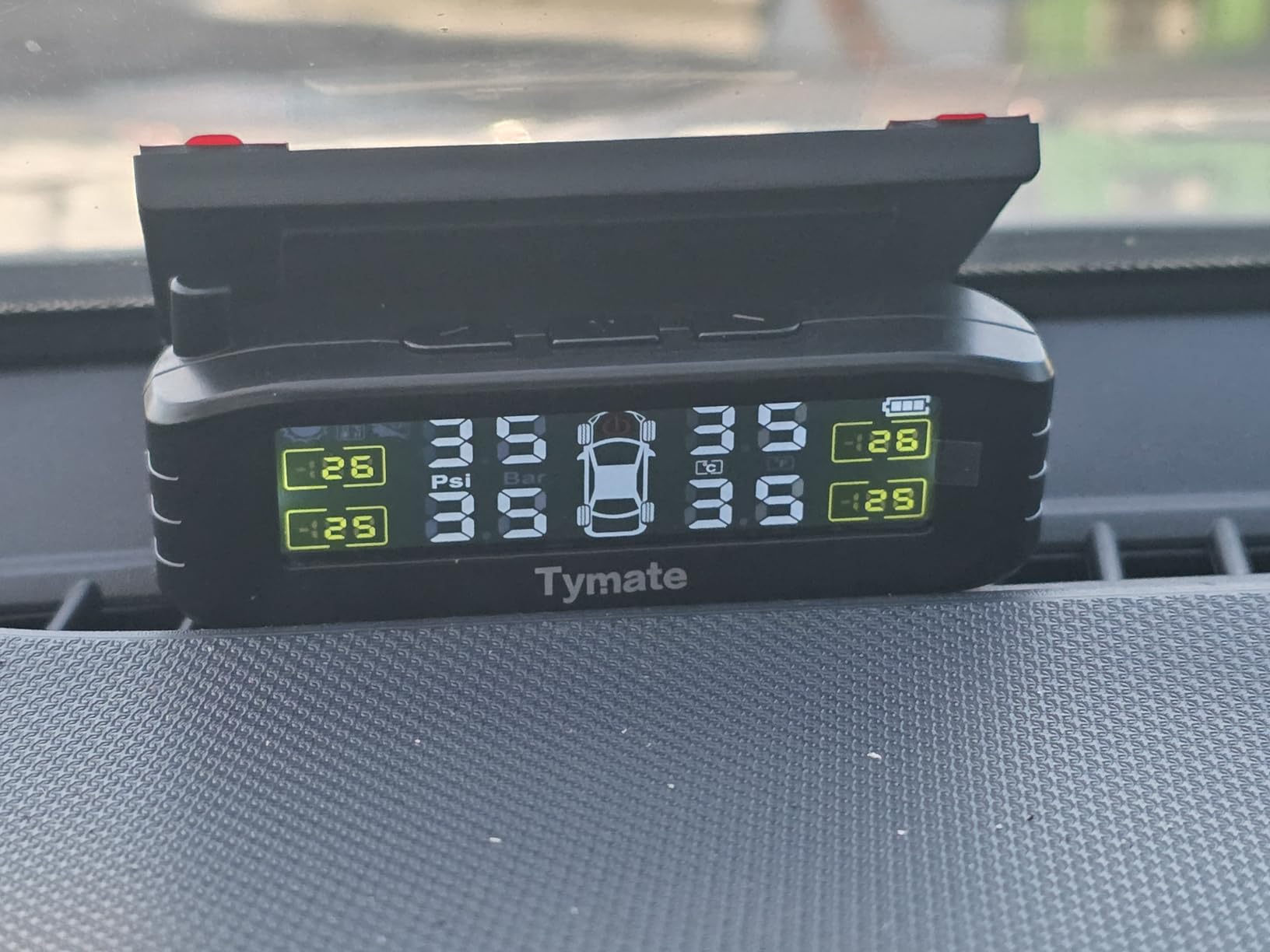 Tymate TM8 Tire Pressure Monitoring System, Wireless Solar TPMS with 4 External Sensors & 6 Alarm Modes, Colorful Display, Easy to Intall on Windshield, Ideal for RV Sedan SUV MPV Truck (0-87 PSI) customer photo 1