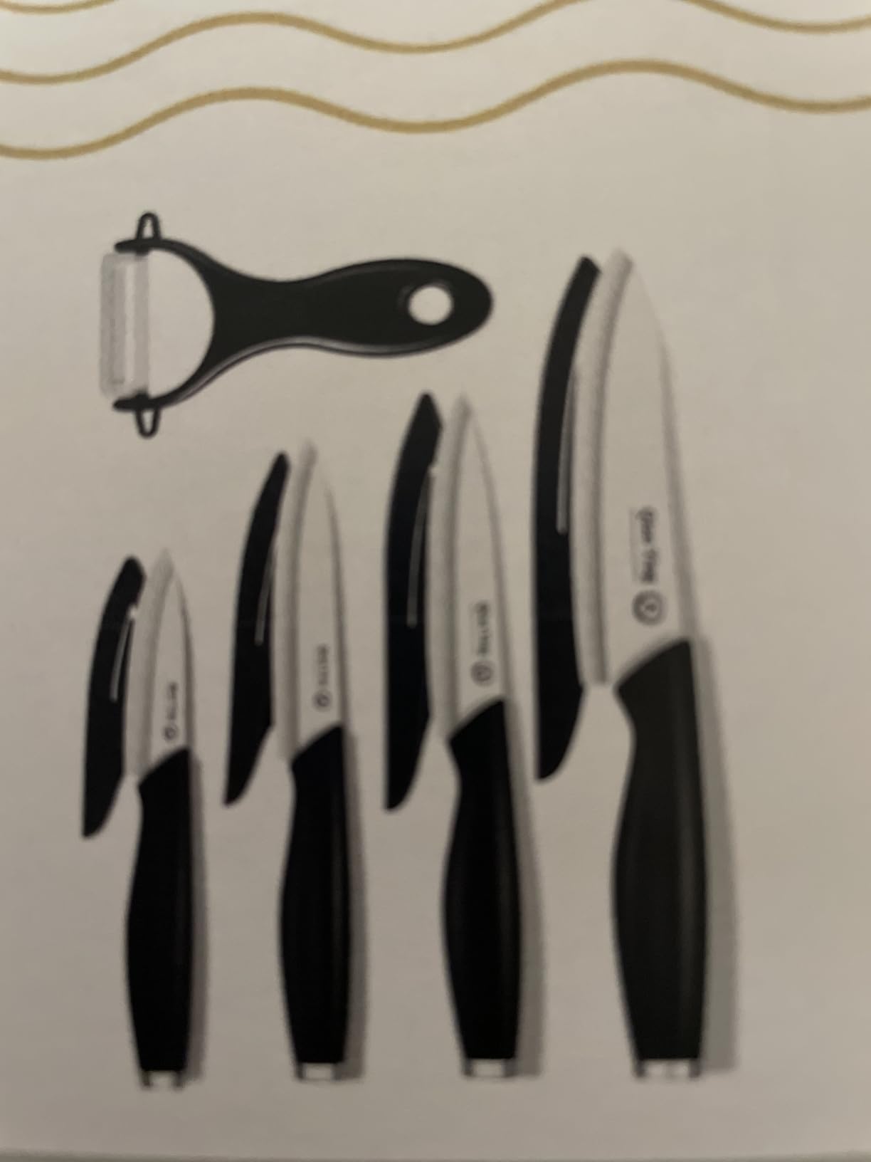 Ceramic Knife Set for Kitchen with Sheath: 100% Zirconia Pure Ceramic Sharp Blade Fruit Cutting Knives 9Pcs with Cover Rustproof Clean Cut Edge Black Handle, No Scratches on Titanium Cutting Boards customer photo 1