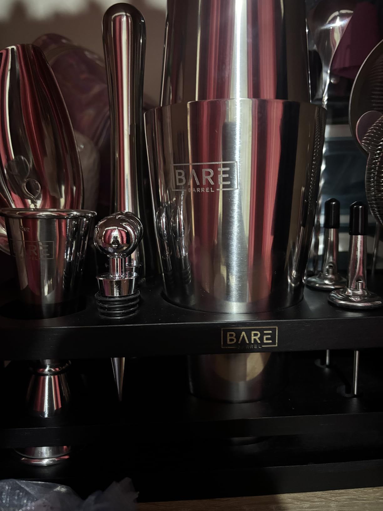 BARE BARREL Mixology Bartender Kit Bar Set | 16-Piece Cocktail Shaker Set | Martini Barware Mixing Tools for Home Bartending | Incl. 35 Recipe Cards | Gift Set (28oz Boston Shaker, Jet Black/Black) customer photo 2