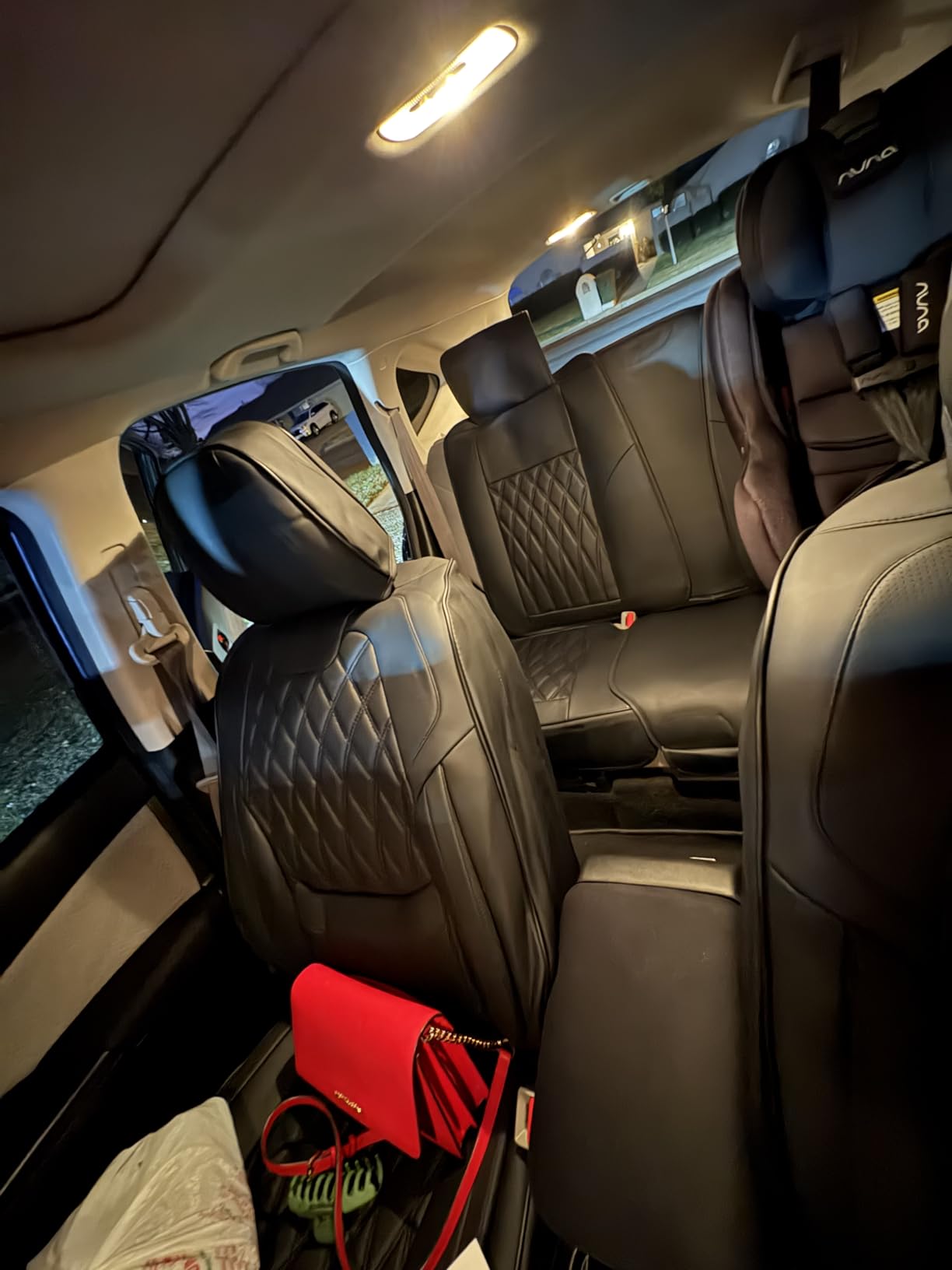 FREESOO Black Beige Car Seat Covers Full Set - Faux Nappa Leather Seat Covers for Cars, Luxury Breathable Waterproof Front Seats with Lumbar Support and Back Seat Cover, Fit for Sedans SUVs Pick-ups customer photo 2