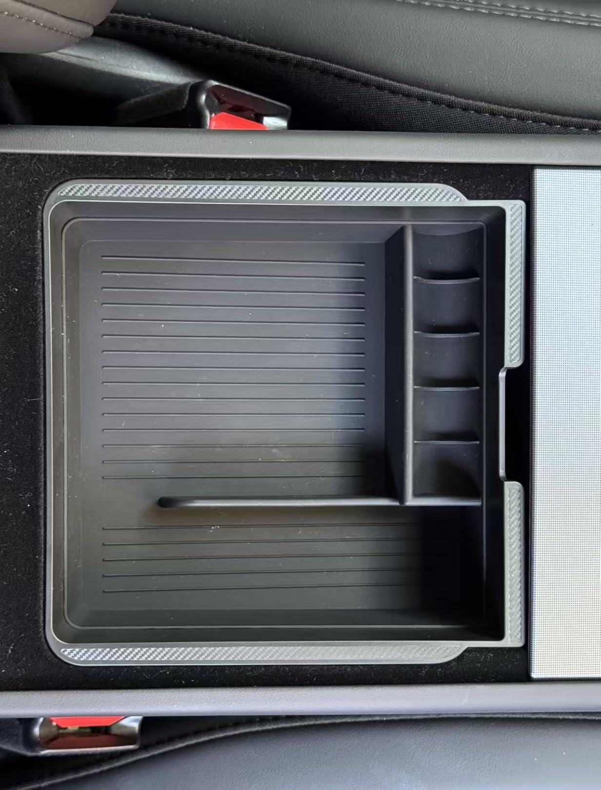 JVMA Center Console Organizer for Tesla Model Y 2024 2023 2022 2021 and Model 3 2021-2023 Accessories with Backlight Transparent Smooth Slide 3 Carbon Edition Upgrade customer photo 1