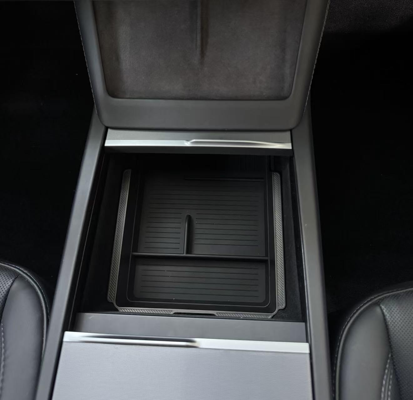 JVMA Center Console Organizer for Tesla Model Y 2024 2023 2022 2021 and Model 3 2021-2023 Accessories with Backlight Transparent Smooth Slide 3 Carbon Edition Upgrade customer photo 2