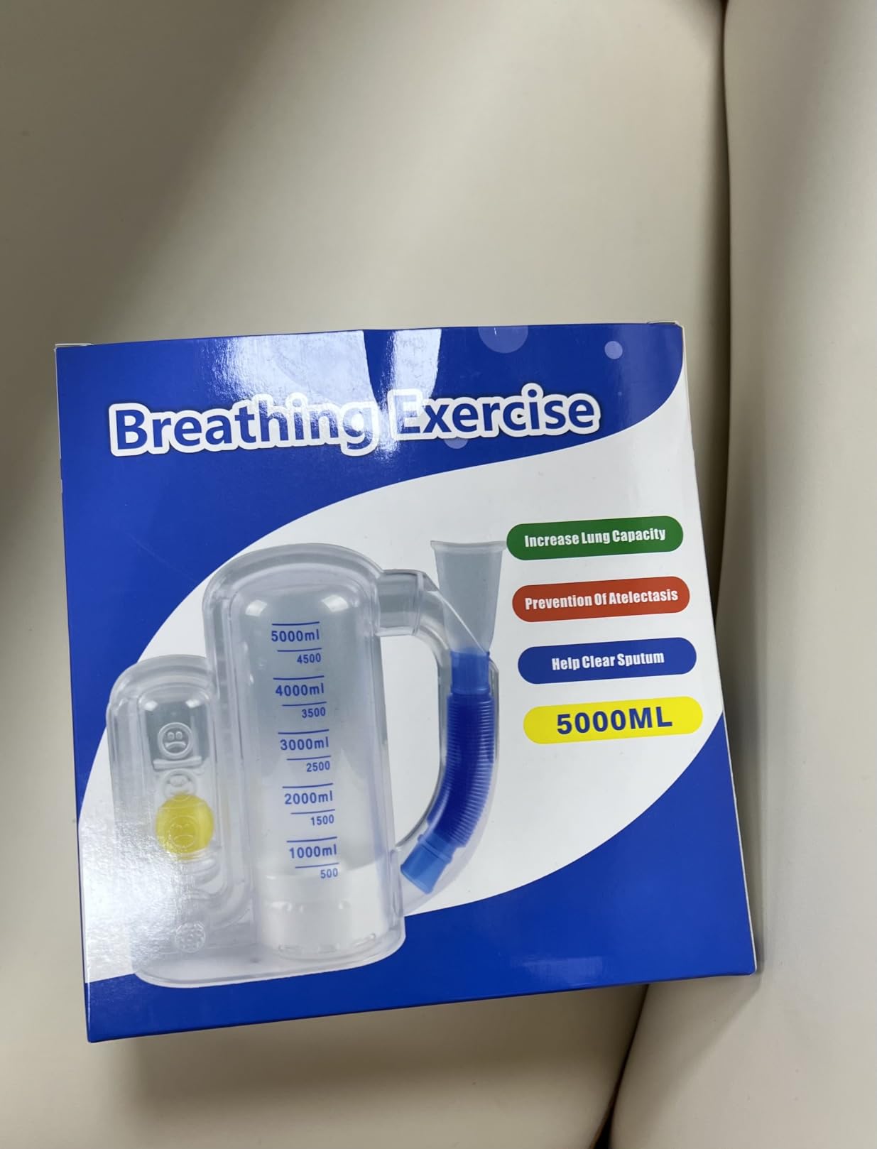 Incentitive Spirometer (WHITE02),Breathing Exercise Device for Lungs,Breathing Trainer for Adults,5000ml Volume Measurement with Flow Rate Indicator customer photo 1