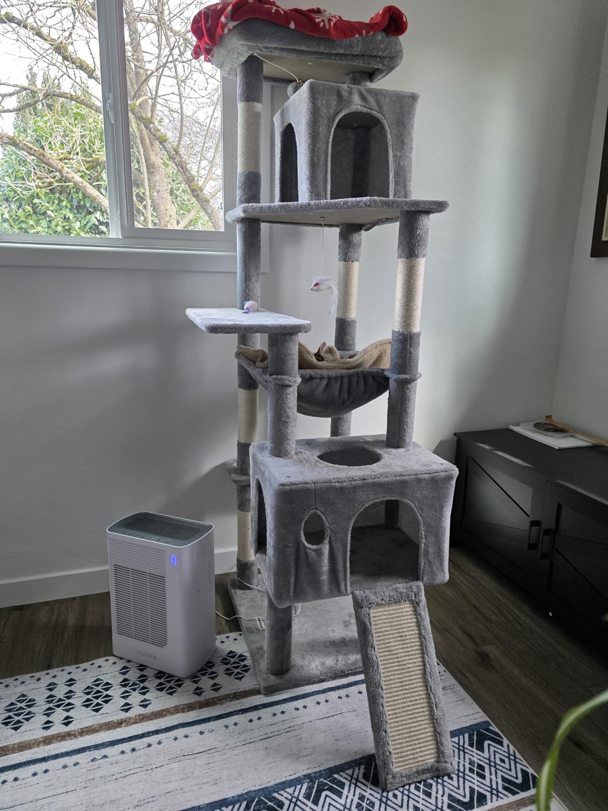Globlazer Heavy Duty Cat Tree, 70 inch Sturdy Cat Tree for Indoor Cats Extra Large Cat Tower with Scratching Post, Hammock, Cat Condo for Adult Cats Kittens, F70 Pro, Light Grey customer photo 2