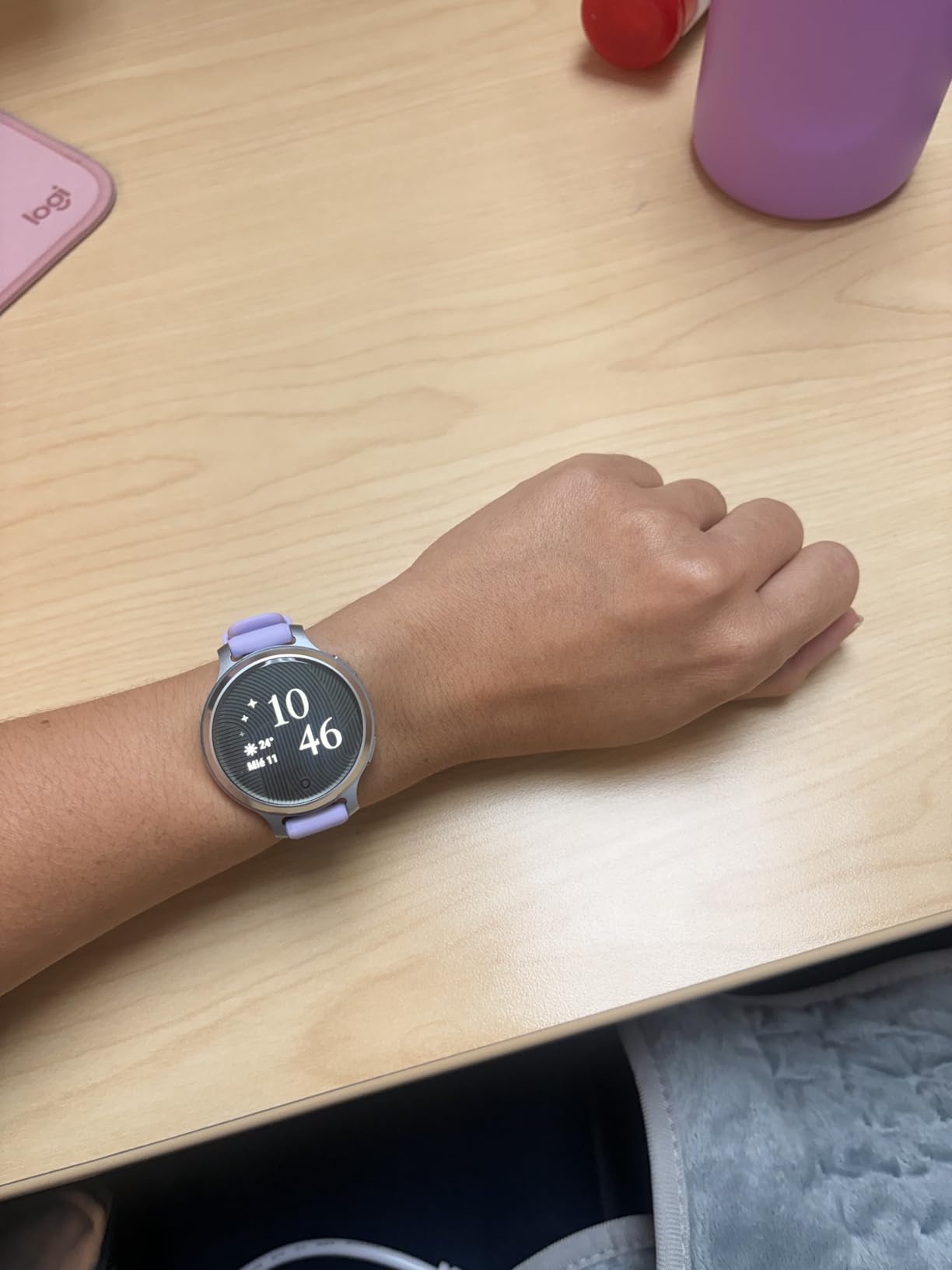 Garmin Lily 2 Active, Small and Stylish Smartwatch, Built-in GPS, Hidden Display, Patterned Lens, Up to 9 Days Battery Life, Silver with Purple Jasmine Silicone Band customer photo 2