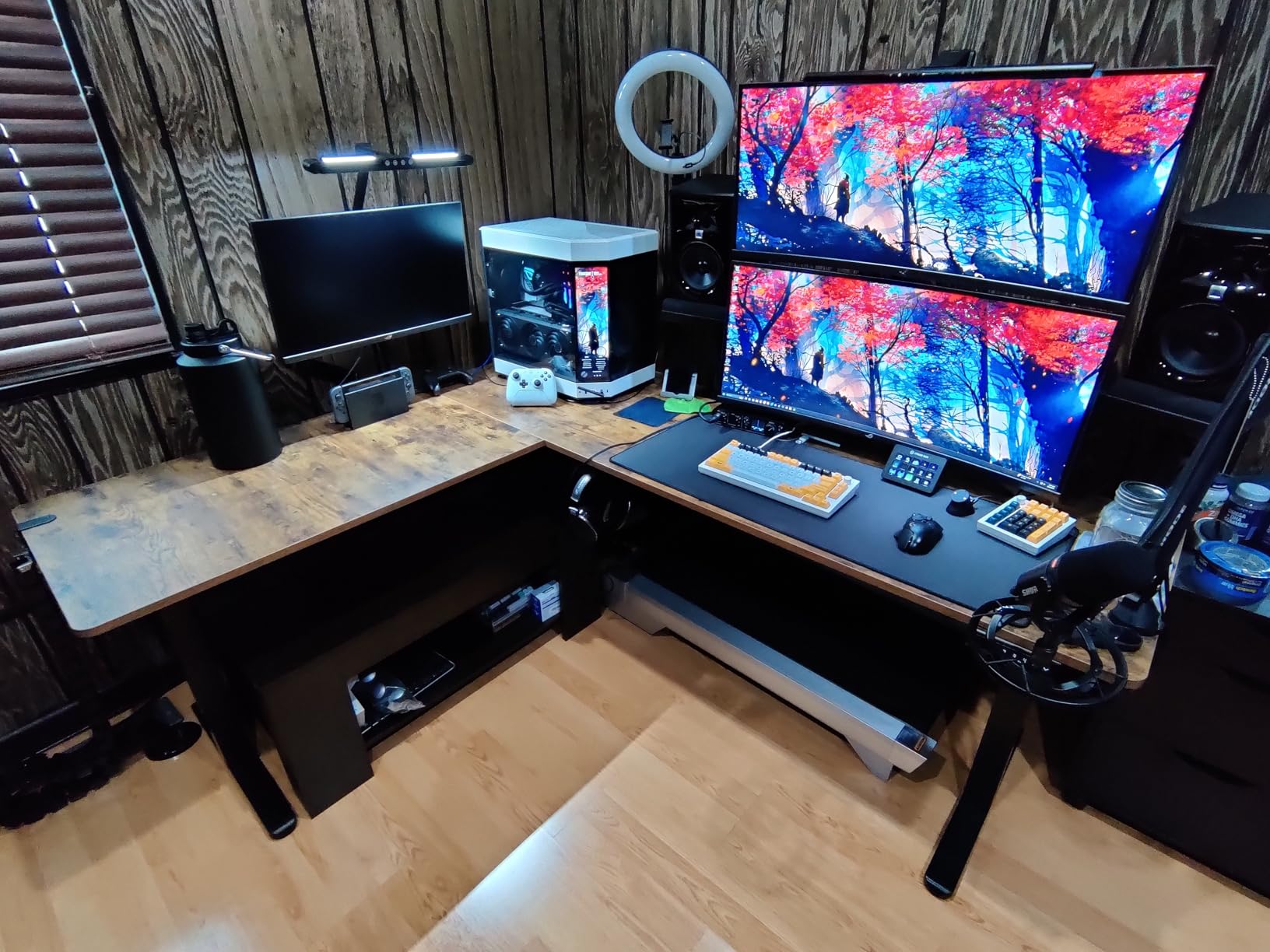 VIVO Corner Standing Desk, 75 x 63 inch Reversible L-Shaped Workstation, Electric Height Adjustment, Home, Office, and Reception Rooms, Real Bamboo Table Top Black Frame, DESK-E3CTBO-75 customer photo 1