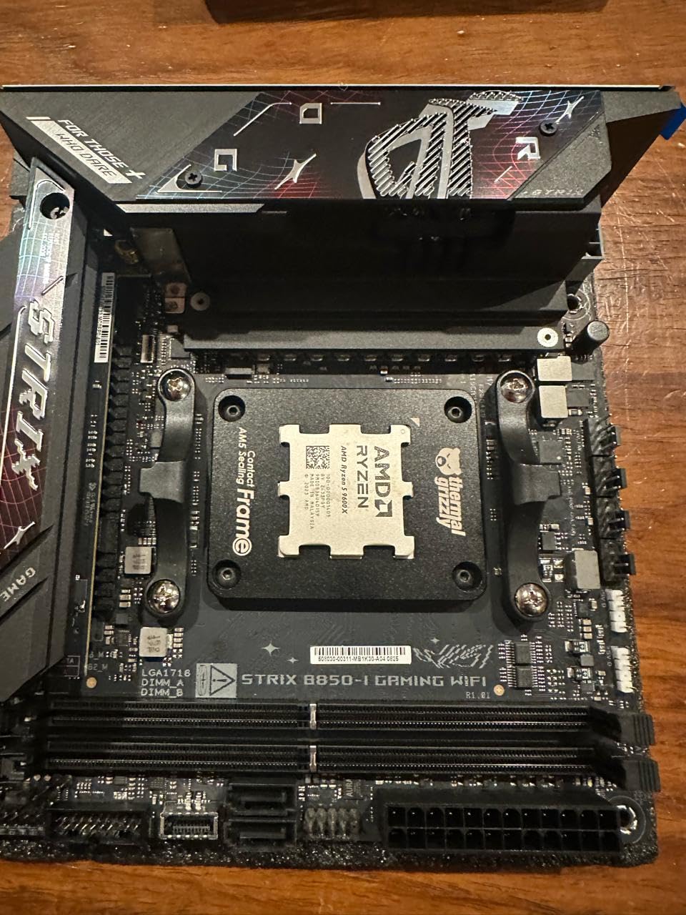 ASUS ROG Strix B850-I Gaming WiFi AMD AM5 B850 Mini-ITX mITX Motherboard 10+2+1 Stages, DDR5, 2.5G LAN, WiFi 7, 2X M.2, PCIe 5.0 x16, USB 20Gbps Type-C, AI Overclocking, AI Networking II, Aura Sync customer photo 1
