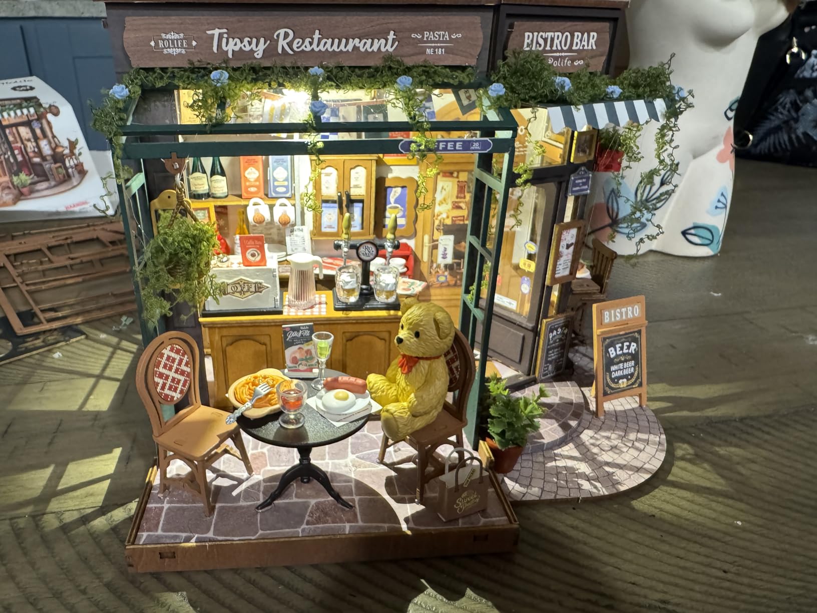 Rolife DIY Miniature House Kit 1:18 Coffe&Bar Dollhouse Diorama Model, Build Mini House Building Kit with LED Light Hobby Crafts for Adults Gift for Him Her (Tipsy Restaurant) customer photo 1