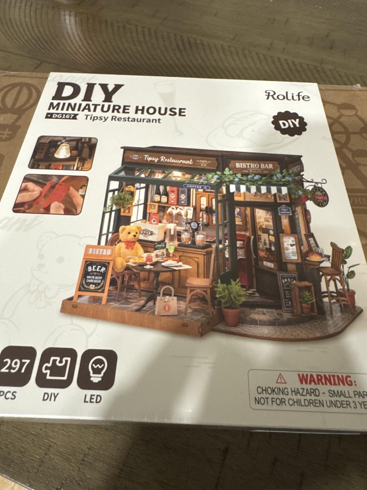 Rolife DIY Miniature House Kit 1:18 Coffe&Bar Dollhouse Diorama Model, Build Mini House Building Kit with LED Light Hobby Crafts for Adults Gift for Him Her (Tipsy Restaurant) customer photo 2