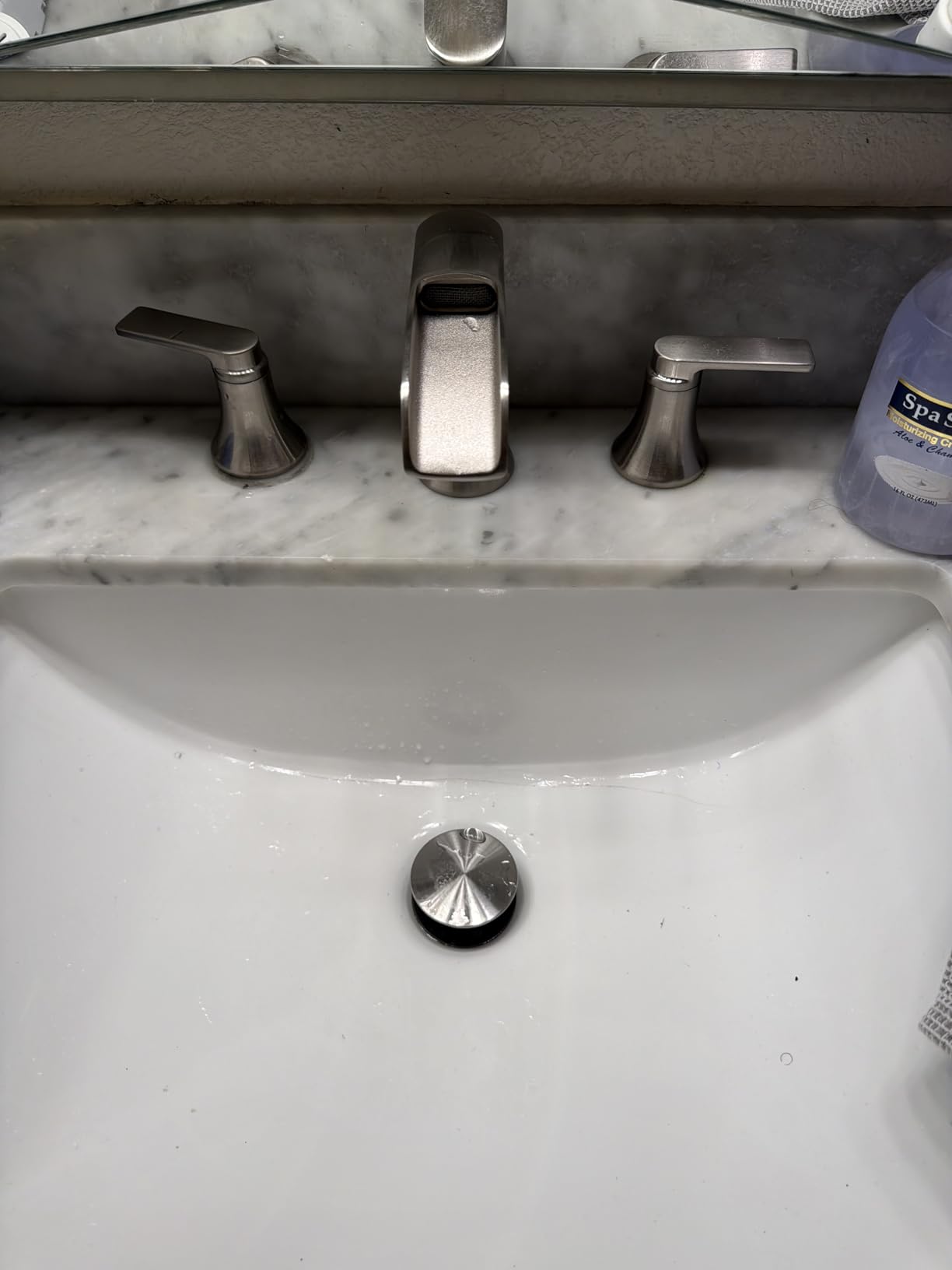 Brushed Nickel Bathroom Faucet 3 Hole, 4-8 Inch Waterfall Bathroom Sink Faucet Widespread with Drain & cUPC Supply Hose, 2 Handles for Vanity, Lavatory, Restroom, Brass Material, 10 Mins Install customer photo 2
