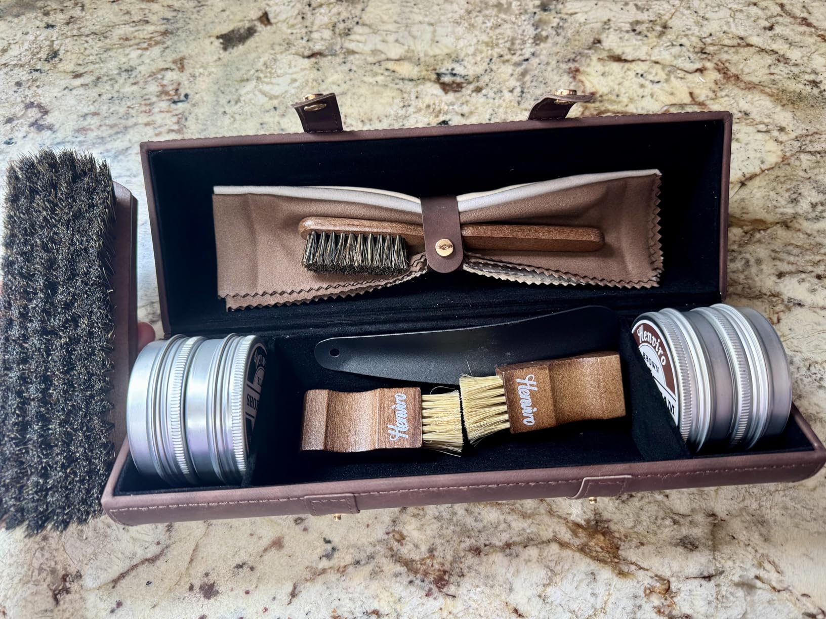 Henviro Leather Shoe Polish Kit - Birthday Gifts for Men, Dad, Shoe Shine Kit, Leather Boot Care Kit customer photo 1