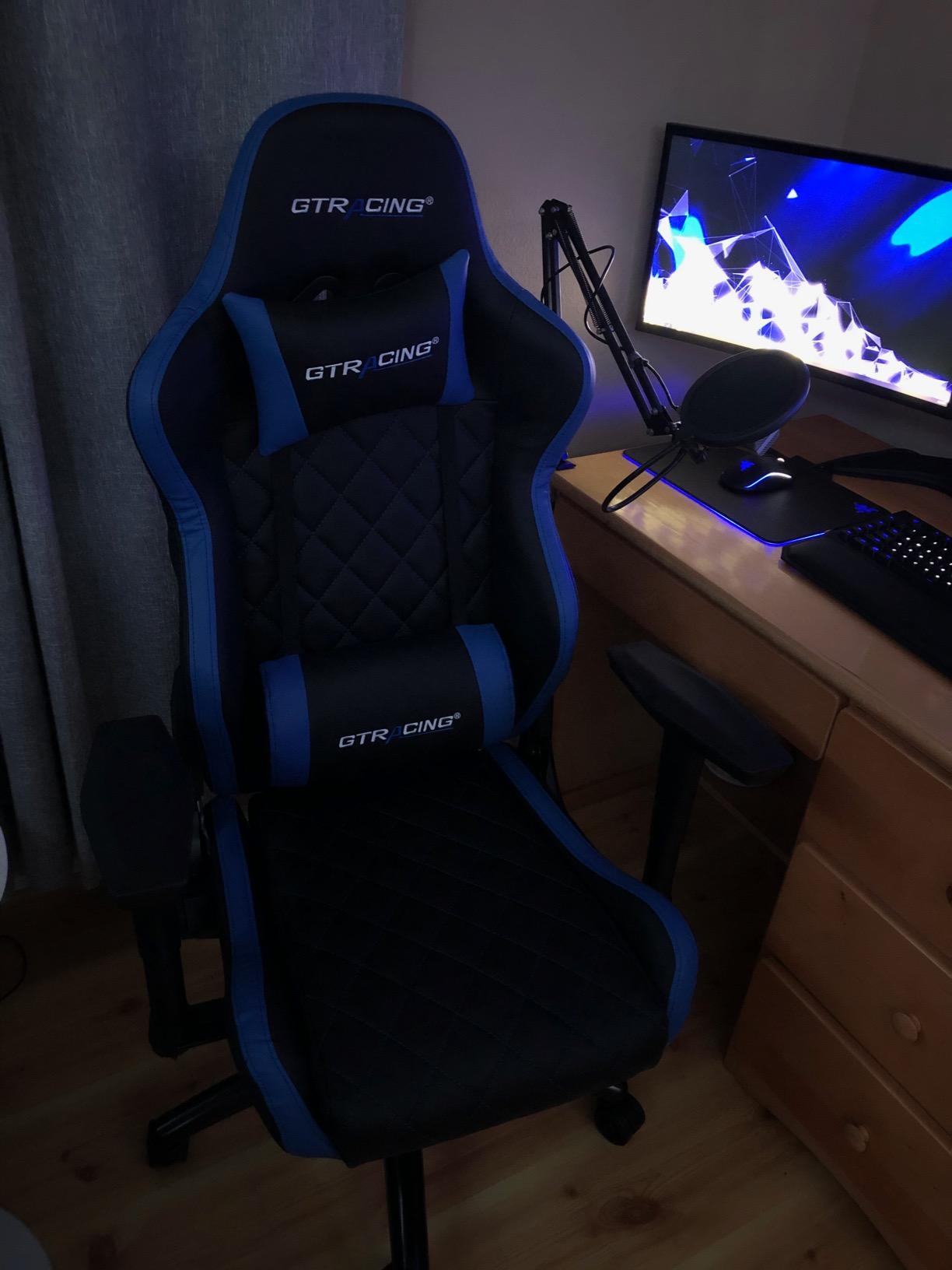 GTPLAYER Gaming Chair with Footrest, Fabric Breathable Big and Tall Ergonomic Computer Chair 350 lbs with Adjustable Lumbar Support and Recliner, High Back Game Chair for Office Gaming, Grey customer photo 1