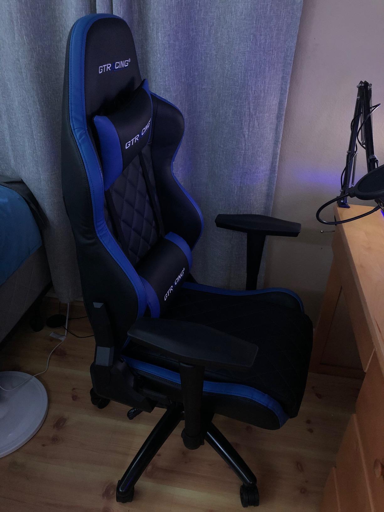 GTPLAYER Gaming Chair with Footrest, Fabric Breathable Big and Tall Ergonomic Computer Chair 350 lbs with Adjustable Lumbar Support and Recliner, High Back Game Chair for Office Gaming, Grey customer photo 2