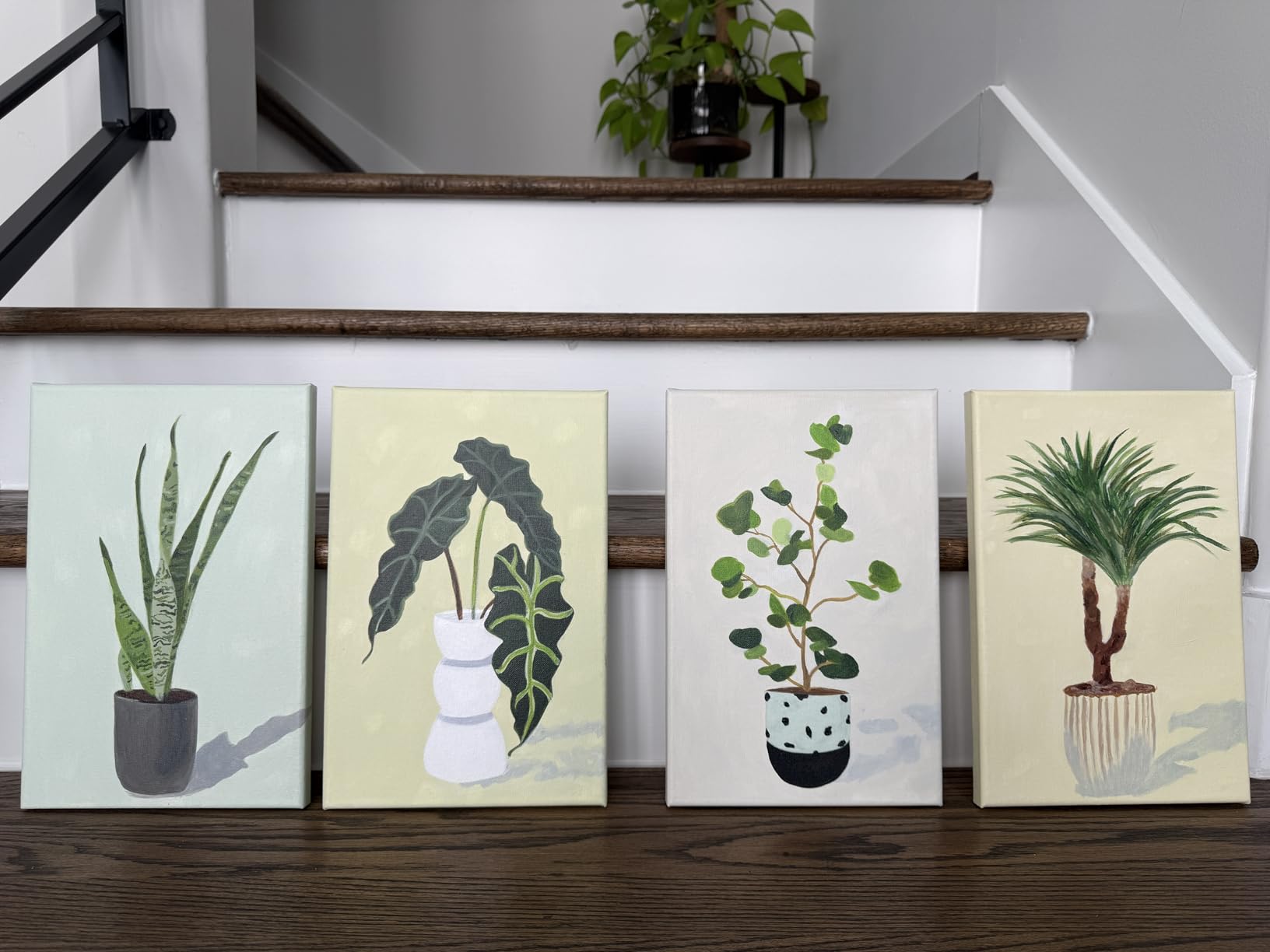 Fountor 4 Pack Framed Paint by Numbers Kit for Adults Beginners with Wooden Easel, DIY Landscape Arts and Crafts for Adults, Painting by Numbers for Home Wall Decor, 8x12 inch customer photo 2