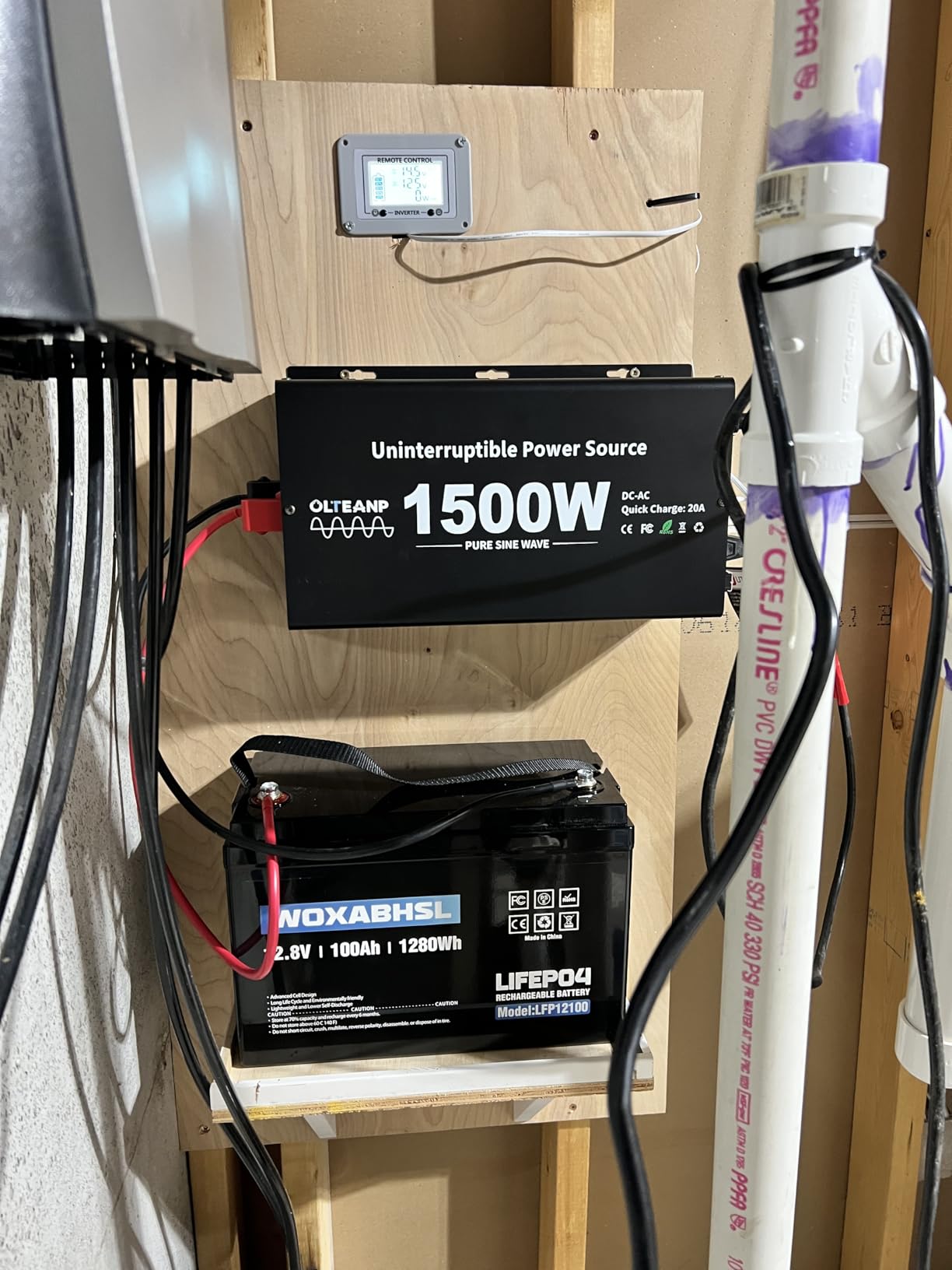 1500W Sump Pump Battery Backup System, Pure Sine Wave Inverter Charger with 25A Fast Charging, Auto Transfer Switch for Basement Flood Protection During Outages, LCD Remote, 12V Deep Cycle Compatible customer photo 1