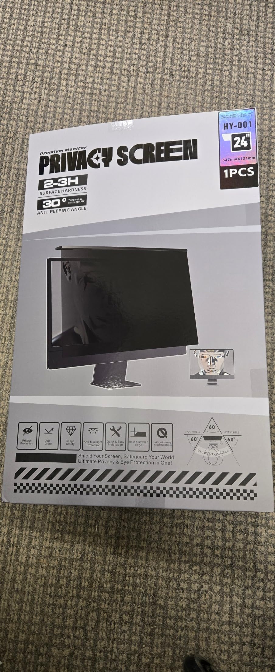 Magnetic Computer Privacy Screen Filter 27 inch for 16:9 Widescreen Monitor, Hanging Removable Anti Blue Light Glare Shield customer photo 2