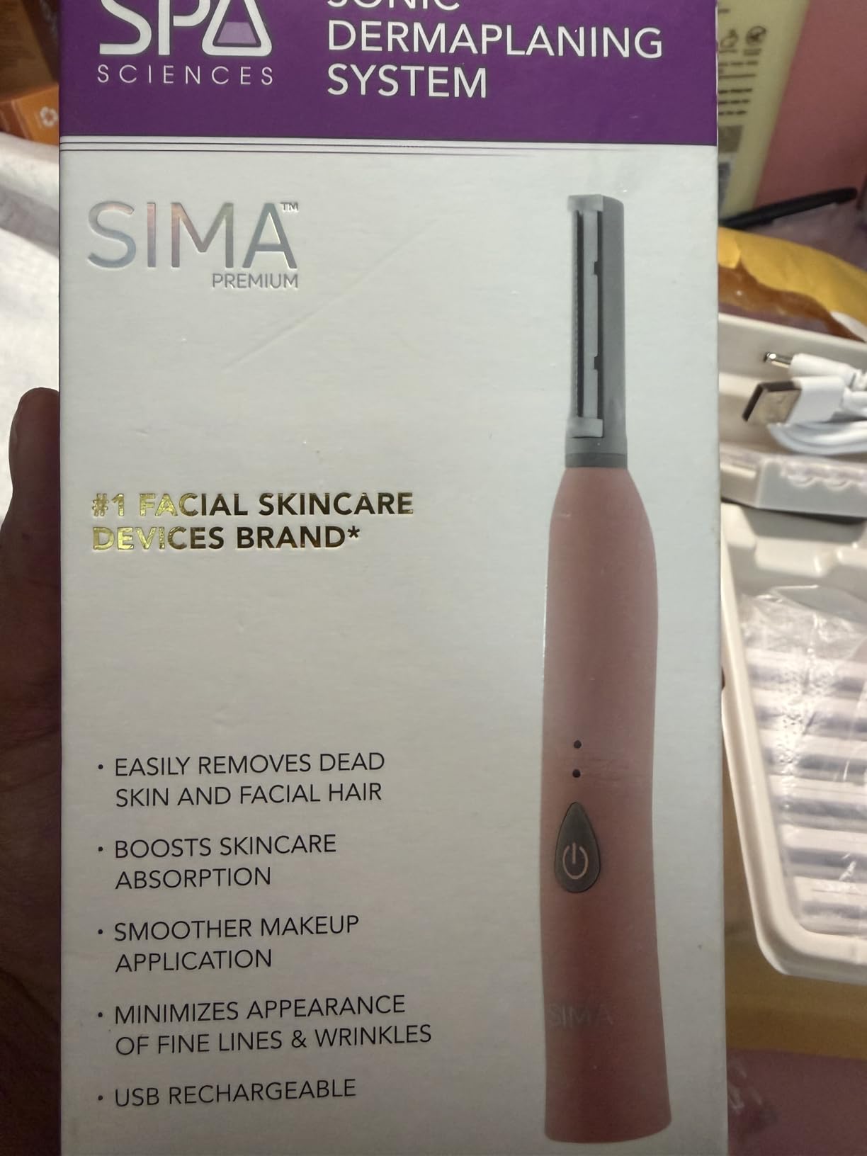 SPA SCIENCES SIMA Patented Dermaplane Razor for Women Face - Painless 2-in-1 Facial Exfoliation & Peach Fuzz Hair Removal - Anti-Aging - 3 Speeds - Rechargeable - 19 Weeks Treatment customer photo 1