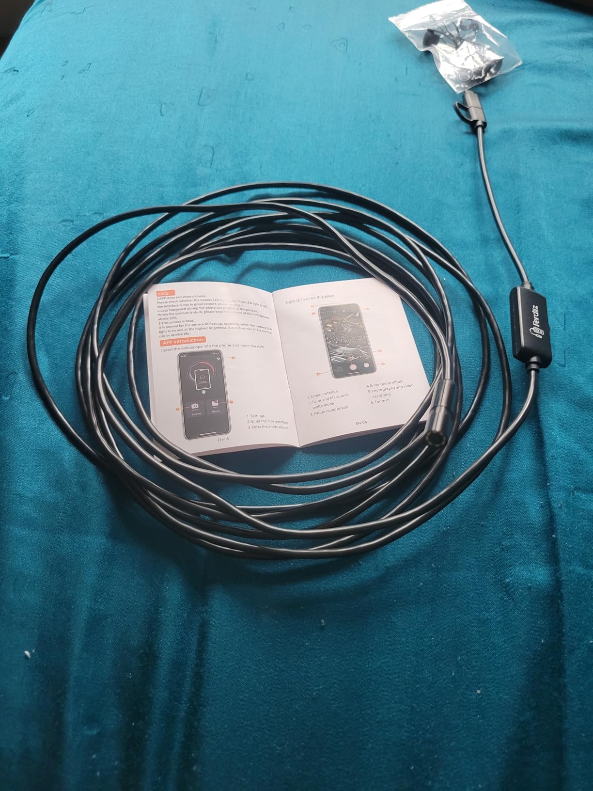 Endoscope Camera with Light, 1920P HD Borescope with 8 Adjustable LED Lights, Borescope with 16.4ft Semi-Rigid Snake Camera with Light, 7.9mm IP67 Waterproof Inspection Endoscope for iOS and Android customer photo 1