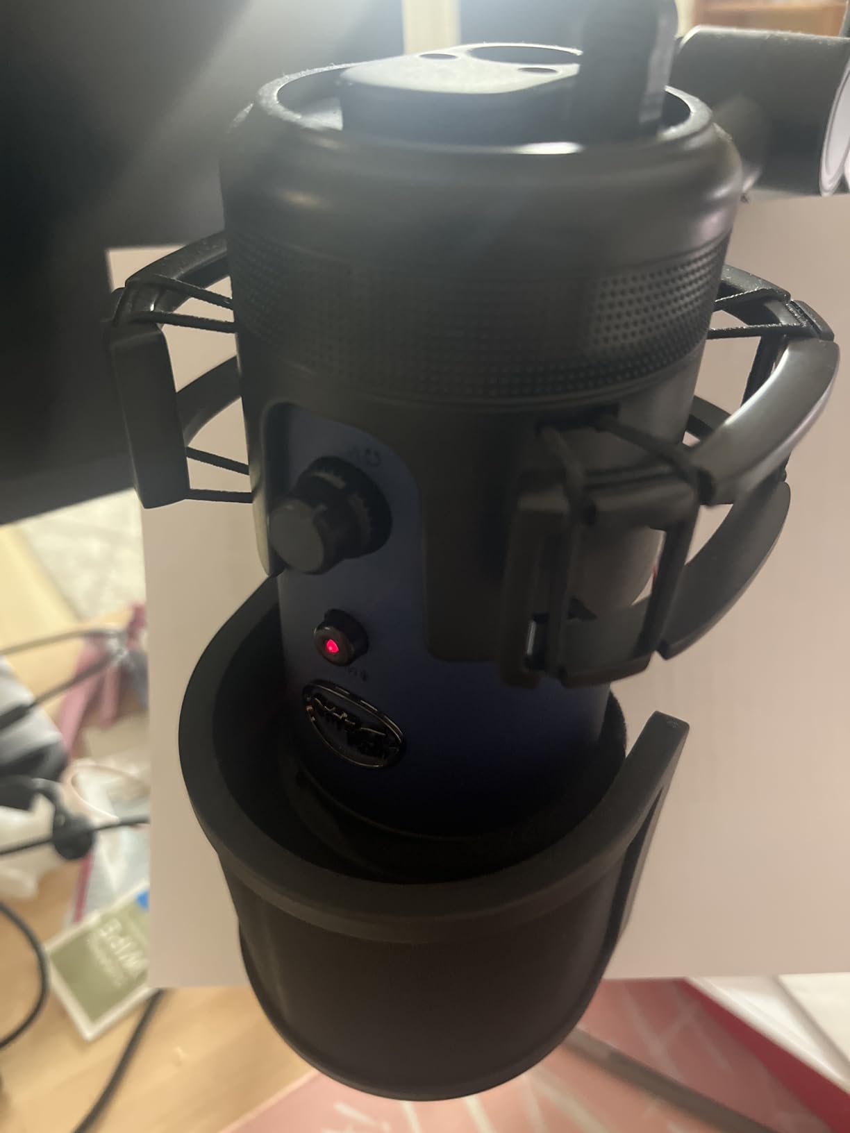 Custom Built for Blue Yeti Shock Mount with Pop Filter, 2026 Upgrade Anti-Vibration Suspension Elastic Shock Mount Holder Clip Mics Stand with Screw Adapter Compatible with Yeti Microphone customer photo 2