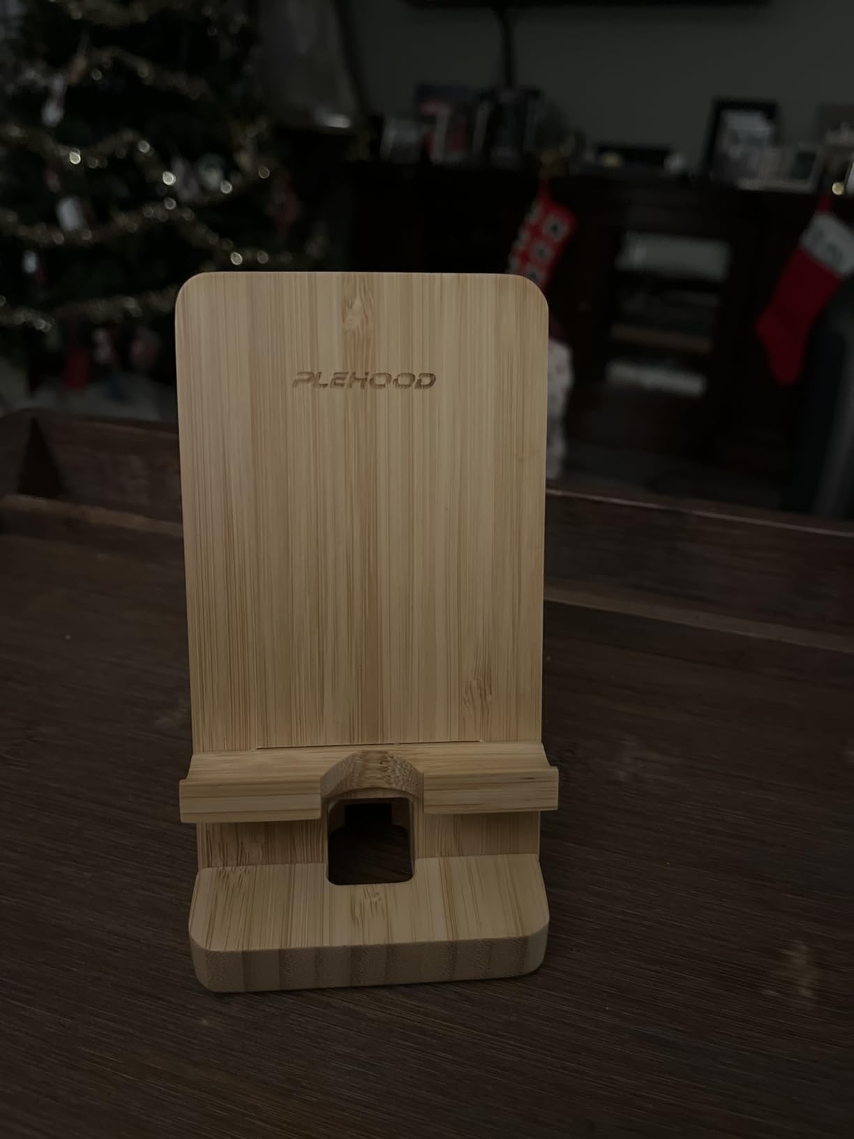 Wood Phone Stand, Desktop Wooden Phone Holder, Portable Office Phone Stand for Desk, Wood iPad Stand (Walnut) customer photo 1