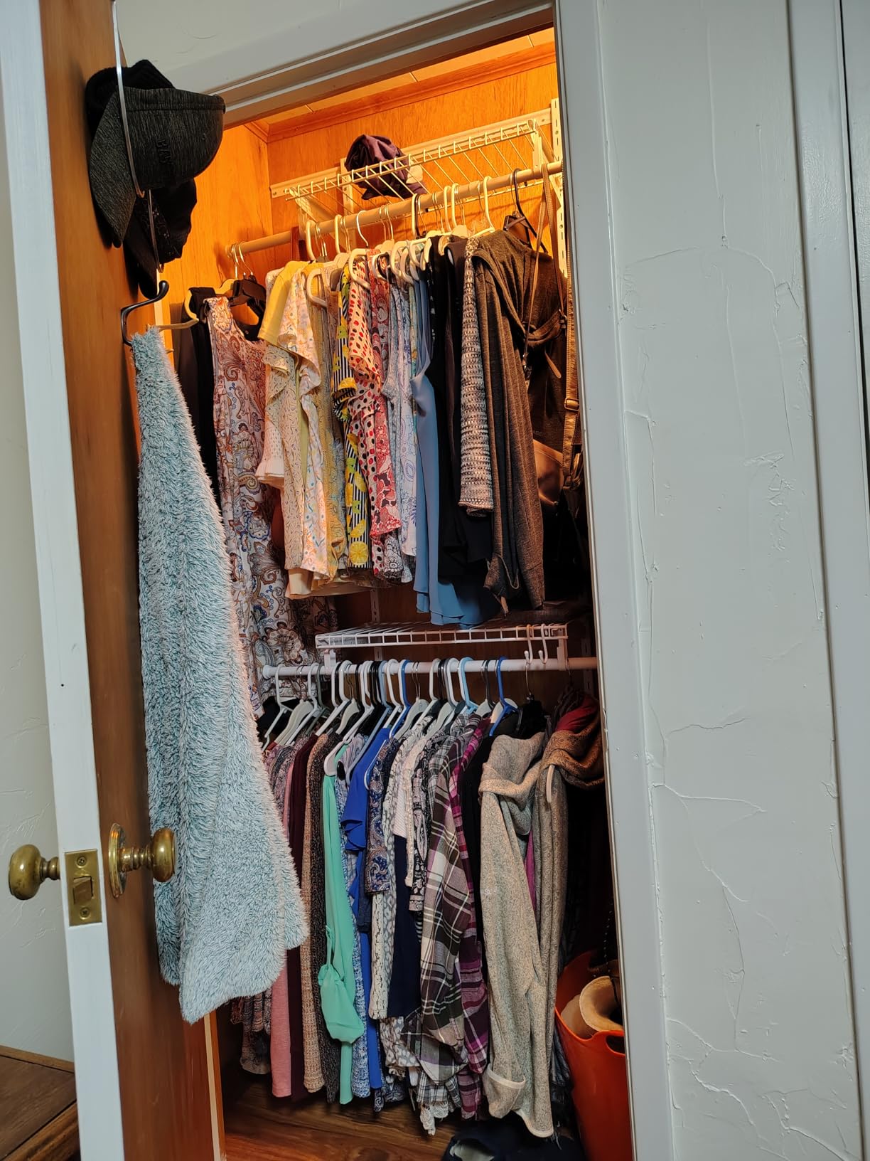 SONGMICS HOME Closet System, Closet Insert Organizer, 2-4 ft, Adjustable Metal Shelving Unit with 4 Hanging Rods, 4 Shelves, and Hooks, for Pantry Mudroom Garage Basement, Cloud White URGR031W01 customer photo 1