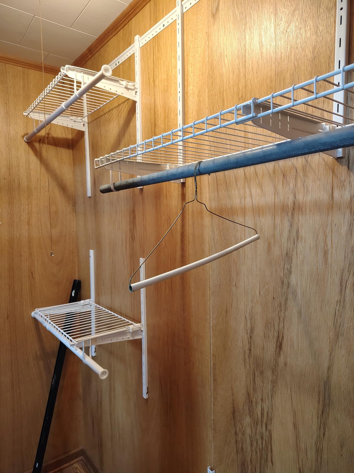 SONGMICS HOME Closet System, Closet Insert Organizer, 2-4 ft, Adjustable Metal Shelving Unit with 4 Hanging Rods, 4 Shelves, and Hooks, for Pantry Mudroom Garage Basement, Cloud White URGR031W01 customer photo 2
