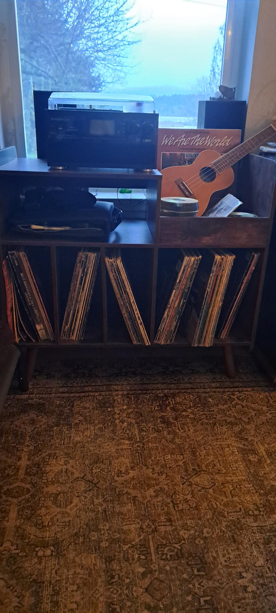 Record Player Stand, Large Record Player Table Cabinet with Open Vinyl Storage and Display Shelf Holds up to 350 Albums, Mid Century Wood Turntable for Living Room, Bedroom customer photo 1