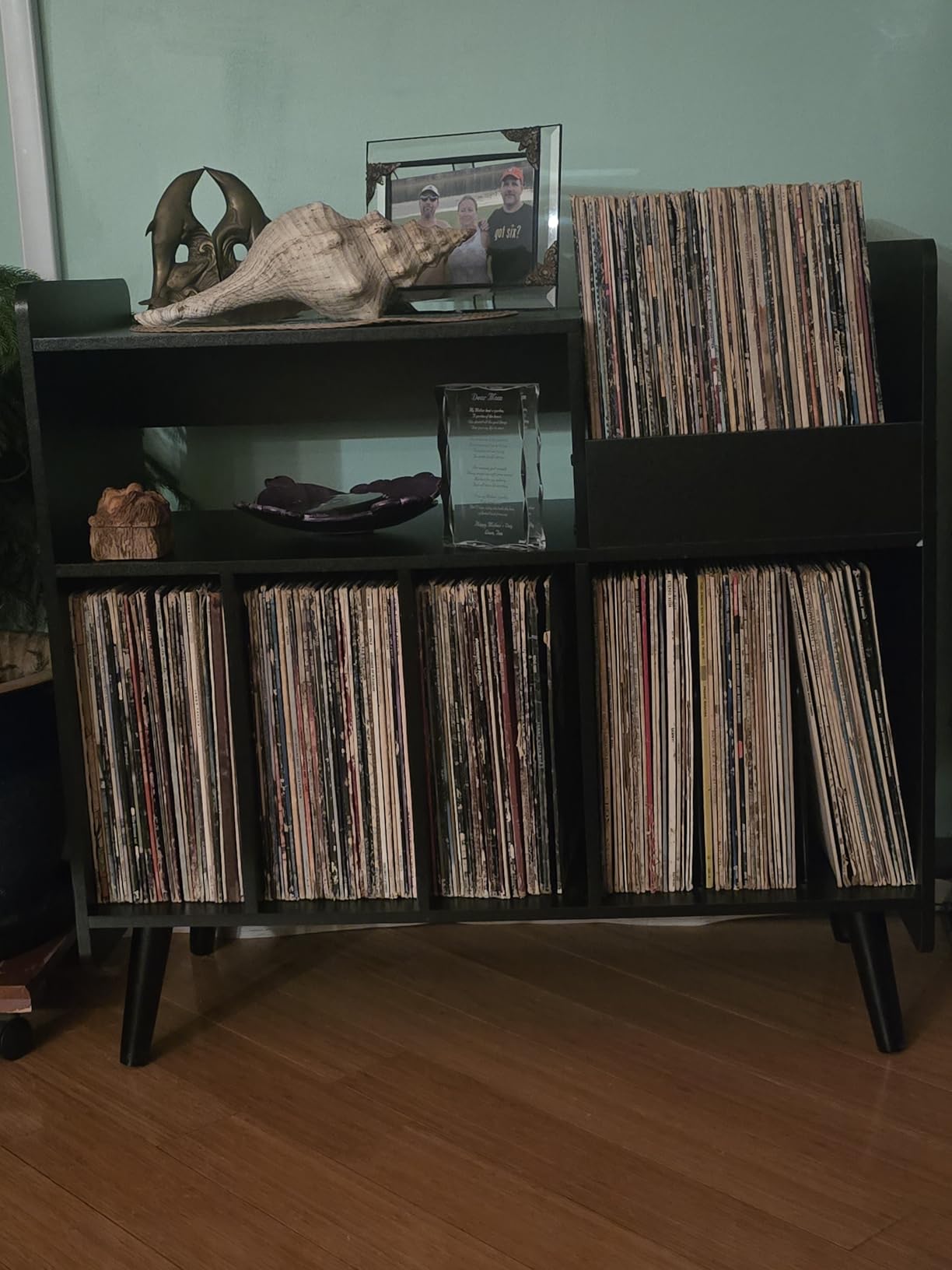 Record Player Stand, Large Record Player Table Cabinet with Open Vinyl Storage and Display Shelf Holds up to 350 Albums, Mid Century Wood Turntable for Living Room, Bedroom customer photo 2