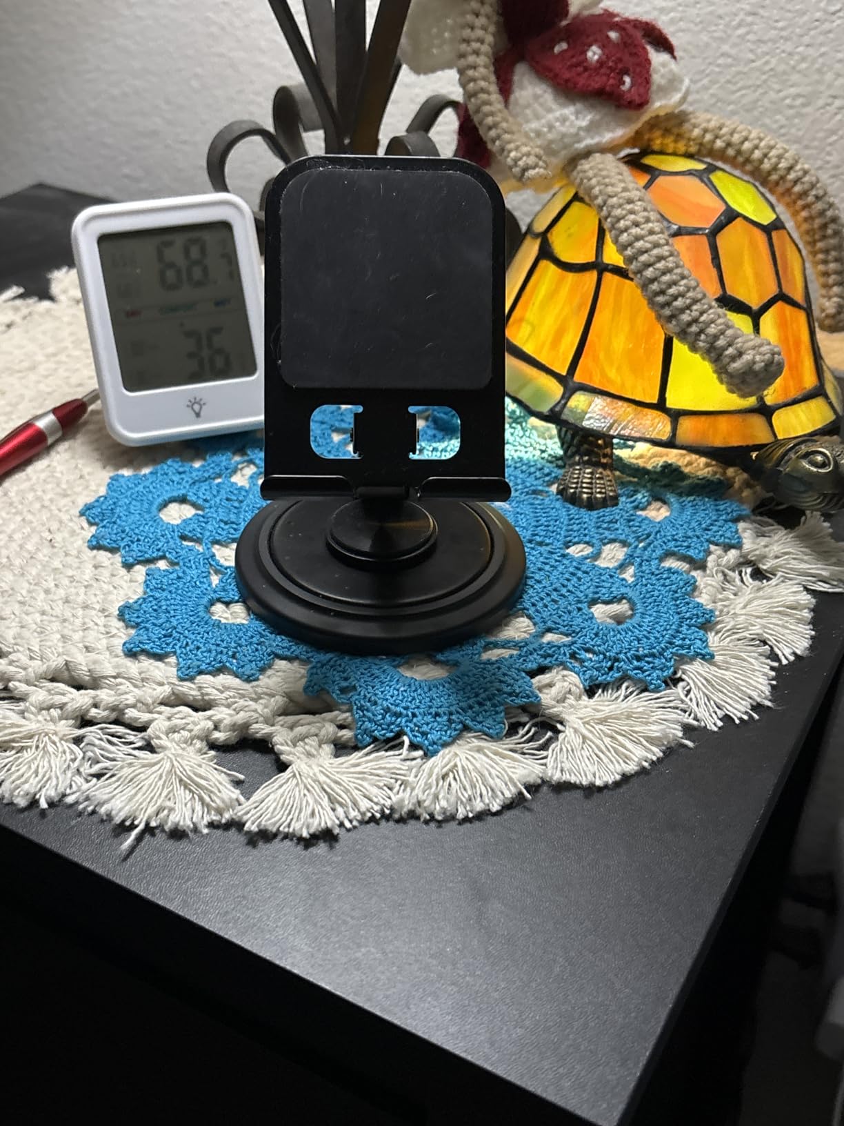 Lamicall Grey Phone Holder, Desk Accessories - Simulated Wood Grain Cell Phone Holder, Office Decor, 4-10