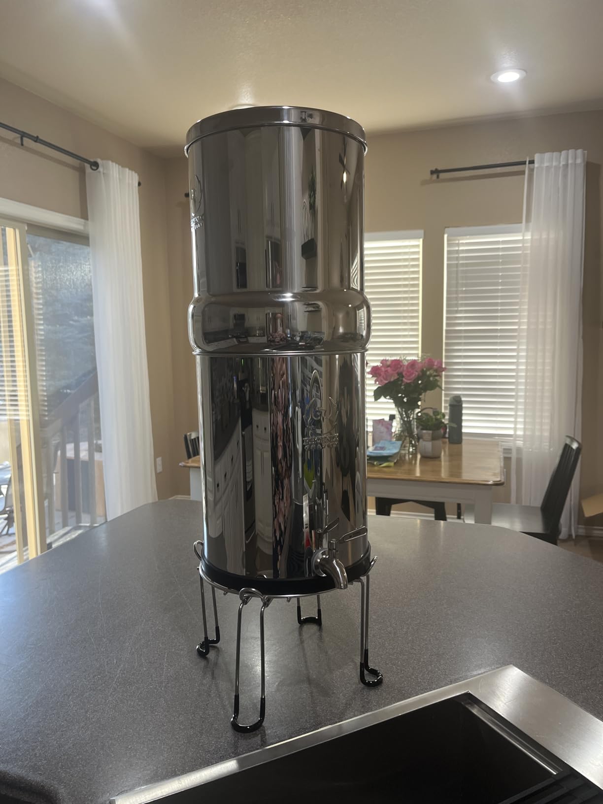 3.25 G Gravity Water Filter | NSF/ANSI 42 & 372 Certified | Gravity-Fed Countertop Stainless Steel Water Filter System | AISI 304 | 2 Carbon Filters & Steel Spigot | No Electricity Required | Portable customer photo 1