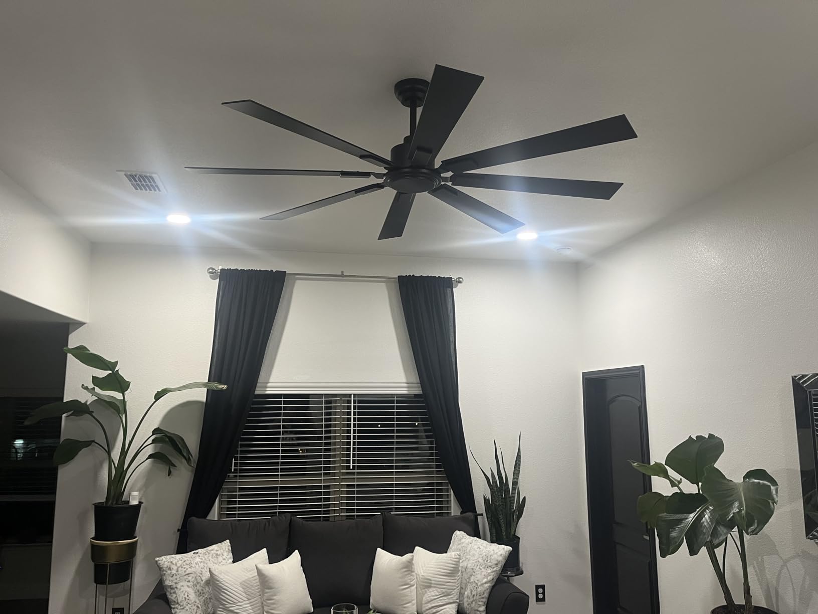 65 Inch Ceiling Fan No Light with Remote, Black Large Ceiling Fan Without Light with Quiet Reversible DC Motor, 6-Speeds, 8 Blades, Indoor/Outdoor Modern Ceiling Fans for Patios, Living Room, Garage customer photo 2