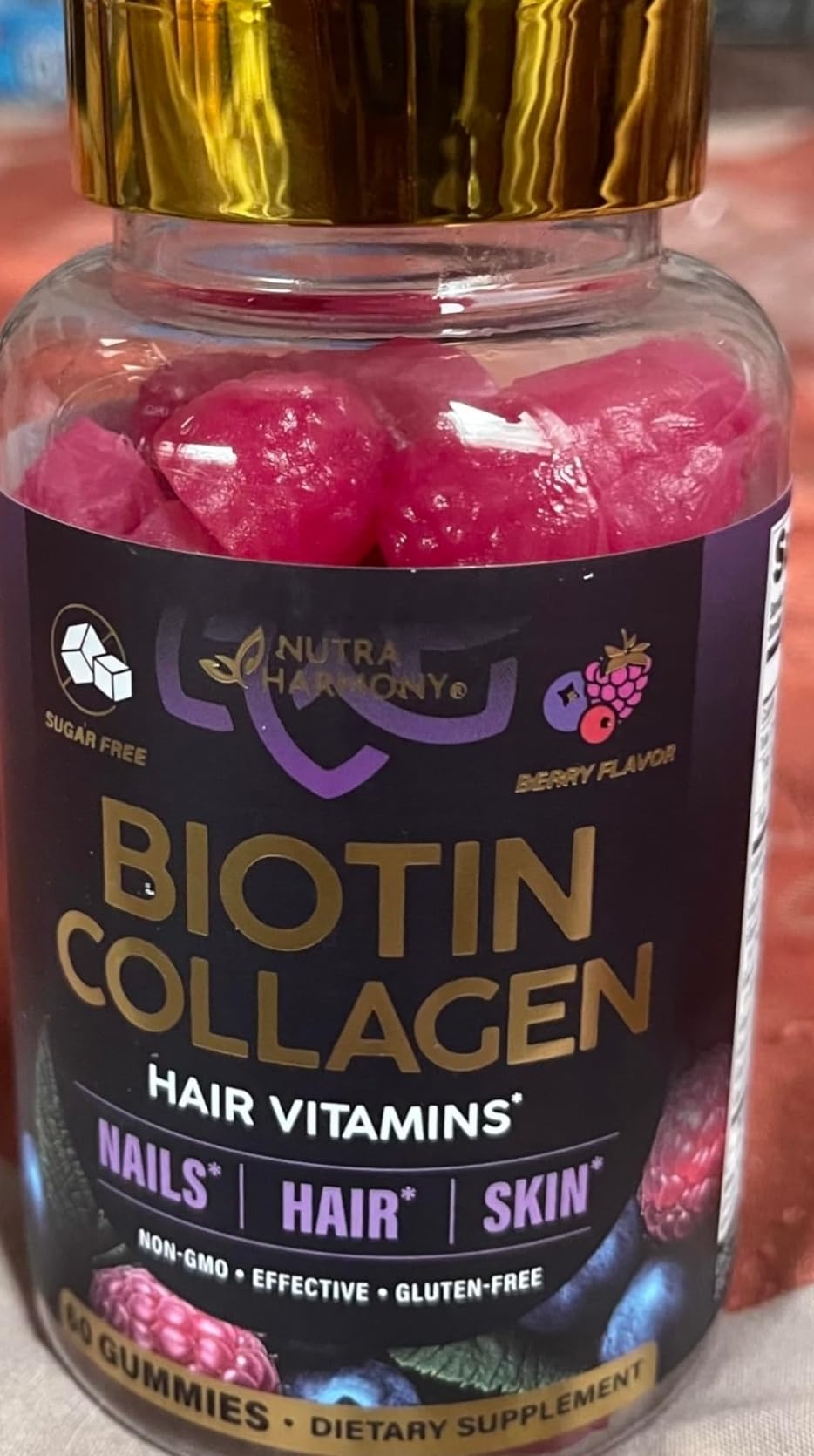 Biotin Gummies with Collagen - Hair Growth Support Skin, & Nail Strength - for Women & Men - Biotin 10000mcg | Keratin | Hyaluronic Acid | B-Complex | Saw Palmetto - Sugar-Free, Mixed Berry - 60 Gummy customer photo 1