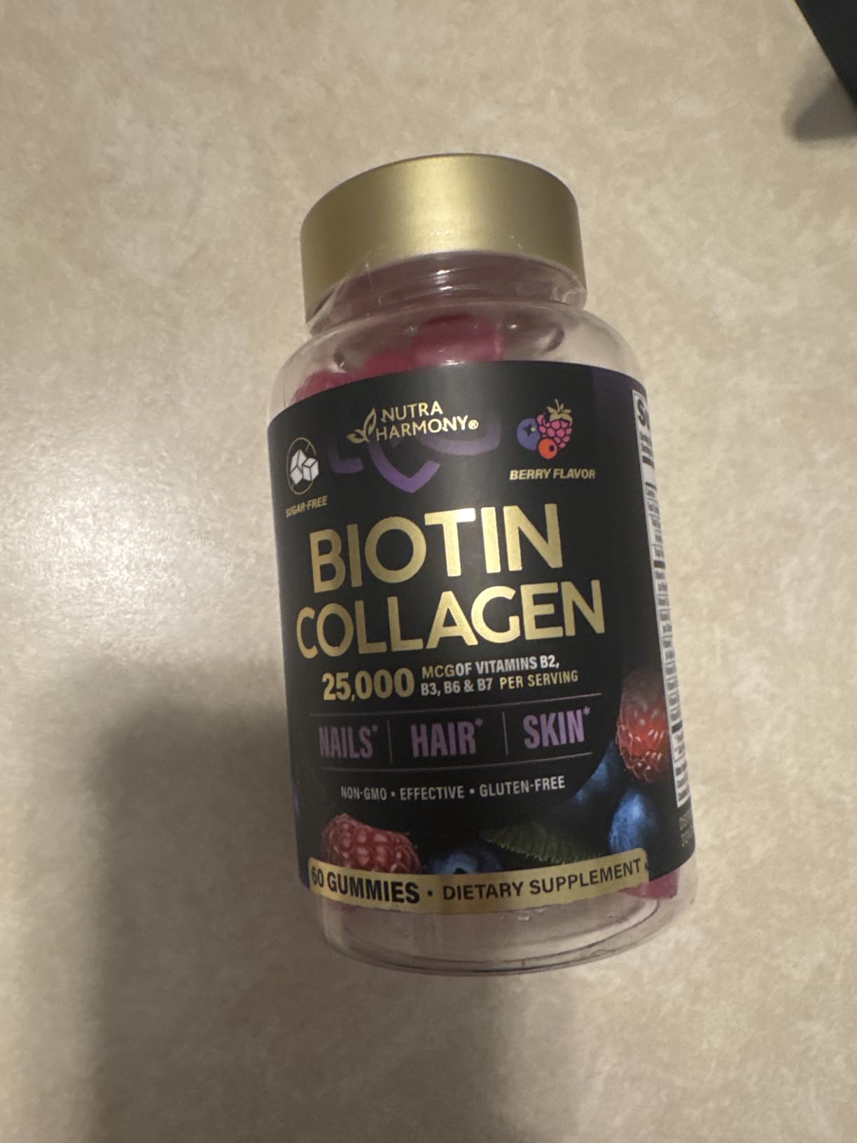Biotin Gummies with Collagen - Hair Growth Support Skin, & Nail Strength - for Women & Men - Biotin 10000mcg | Keratin | Hyaluronic Acid | B-Complex | Saw Palmetto - Sugar-Free, Mixed Berry - 60 Gummy customer photo 2