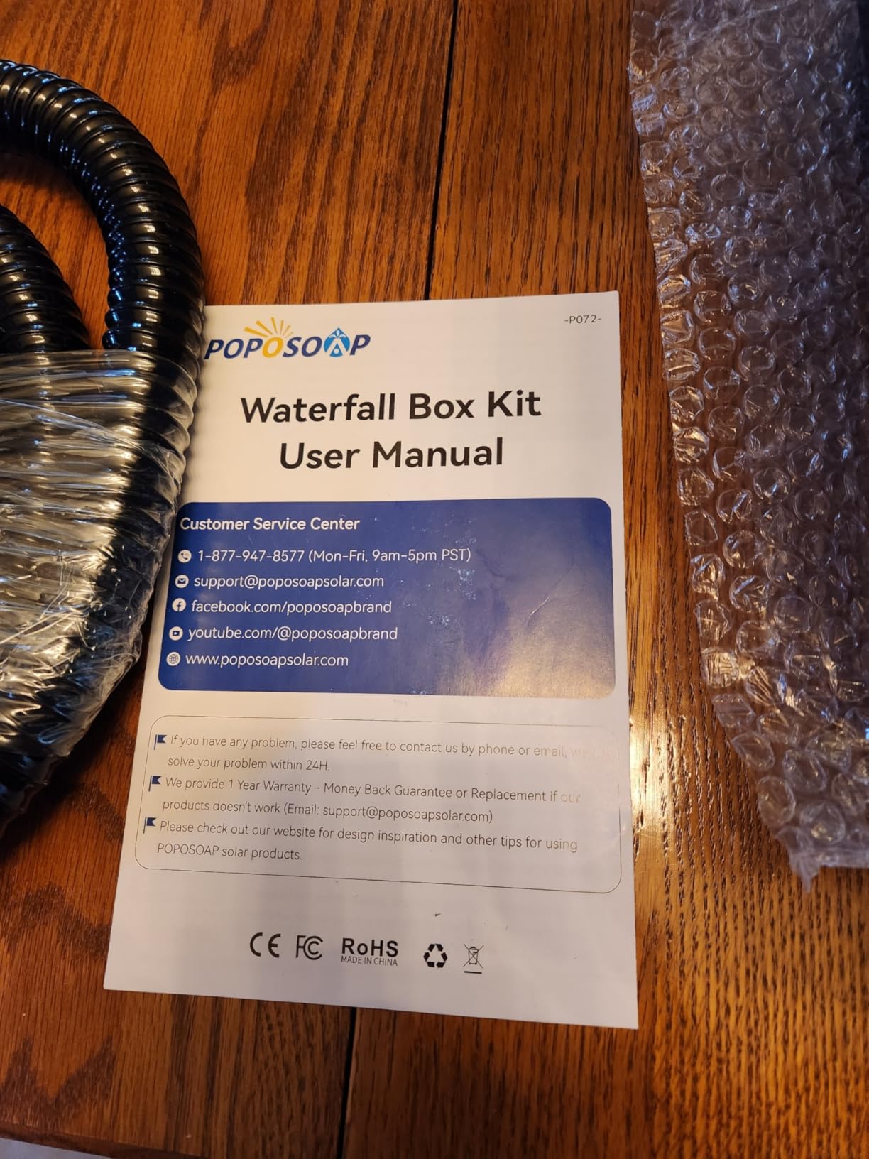 POPOSOAP Pond Waterfall Spillway Kit with 1200GPH Pond Pump & 10 Ft Corrugated Tubing, Filter Media customer photo 2