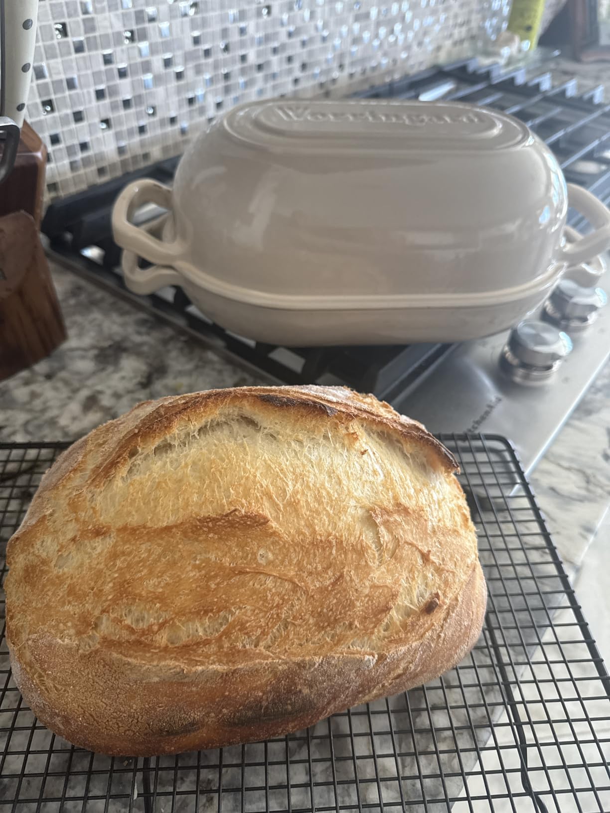 VORRINGARD Enameled Cast Iron Sourdough Bread Oven, Dutch Oven, Loaf Cast Iron Bread Pan for Homemade Bread Baking, Meatloaf Pan with Lid, 5QT, Blue customer photo 2
