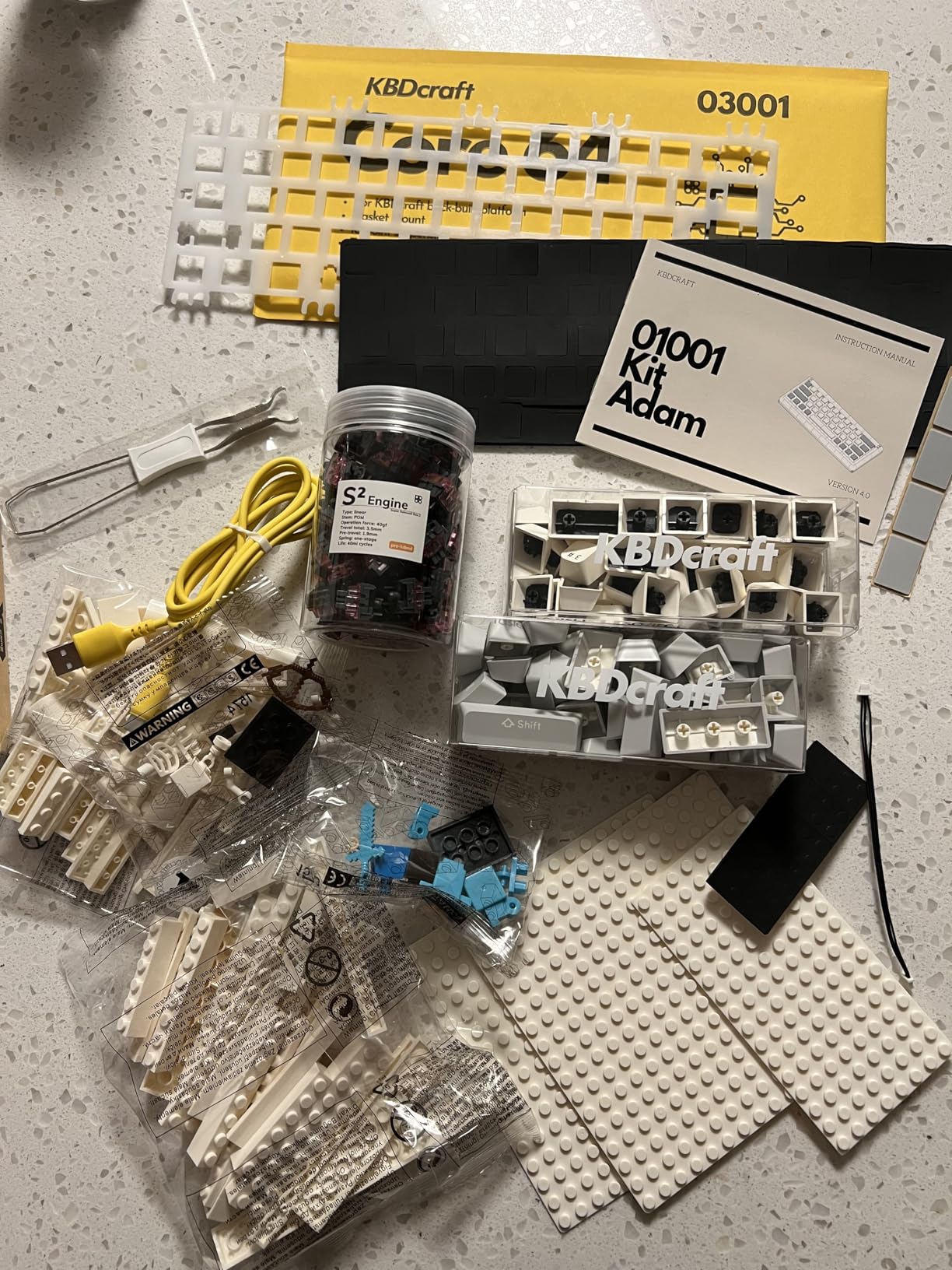 01Adam 60% Mechanical Keyboard, 64-Key ANSI, Lego-Compatible Case, Gasket Mount, Hot-swappable, Wired, Linear Switch, RGB, QMK, Vial for Win/Mac, Full Kit (White) customer photo 1