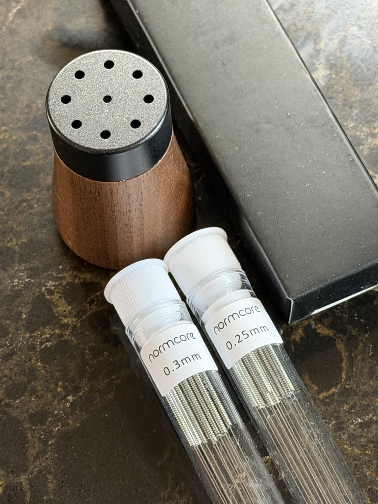 Normcore WDT Tool V2.1 with Stand, 9 Prong 0.23mm Espresso Distribution Tool, Weiss Distribution Technique, Magnetic Coffee Stirrer with 16 Extra Needles, American Walnut Wood Handle, New Upgraded customer photo 1