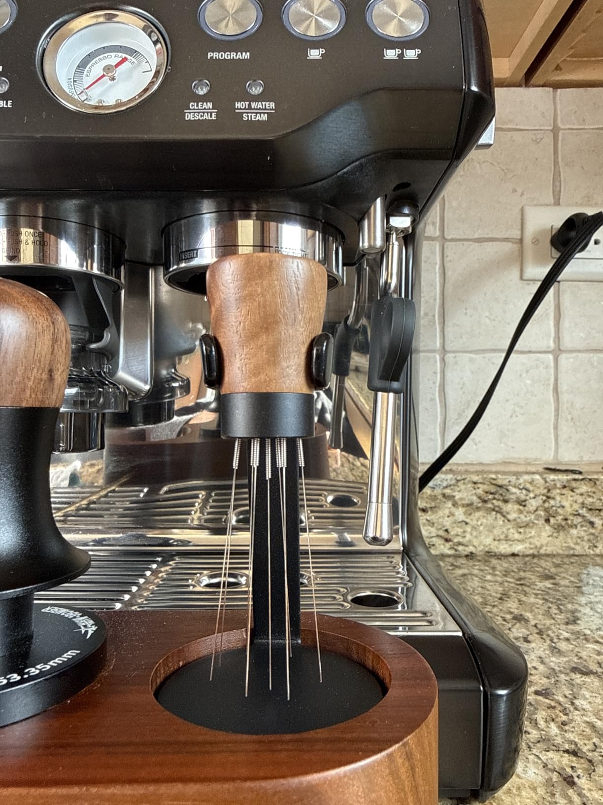 Normcore WDT Tool V2.1 with Stand, 9 Prong 0.23mm Espresso Distribution Tool, Weiss Distribution Technique, Magnetic Coffee Stirrer with 16 Extra Needles, American Walnut Wood Handle, New Upgraded customer photo 2