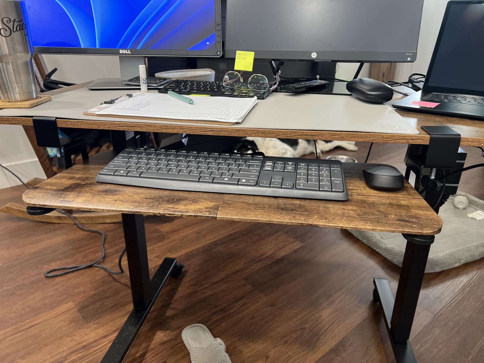 ERGOMAKER Keyboard Tray Under Desk, Pull Out Keyboard Tray with C Clamp Mount, 25.6 inch Slide-Out Platform Computer Drawer for Typing, Keyboard and Mouse Tray, Rustic Brown customer photo 1