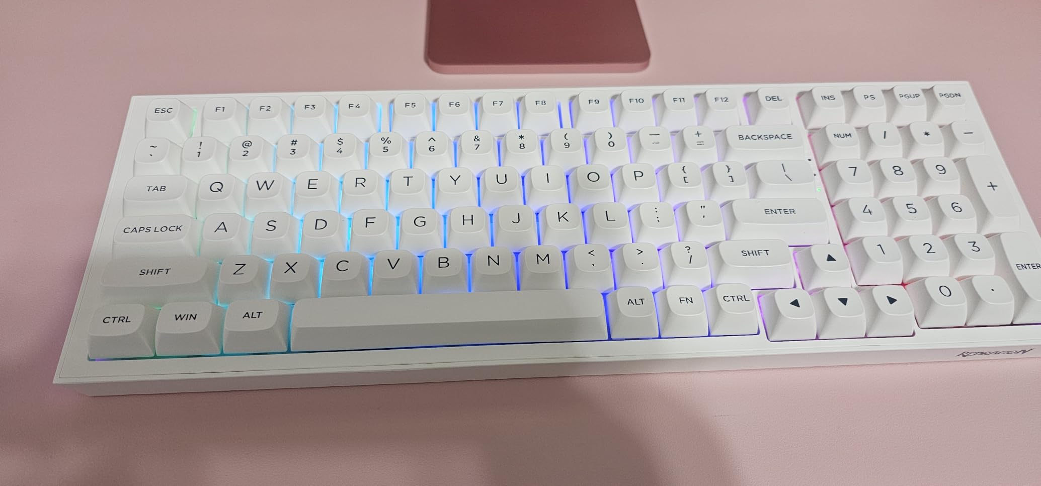 Redragon K723 Wireless Mechanical Gaming Keyboard Creamy, Bluetooth/2.4G/USB-C Wired, RGB Backlit, Hot Swappable Pre-lubed Linear Switches, 96% Custom Gasket Structure for PC/Mac/PS/Xbox,White customer photo 2