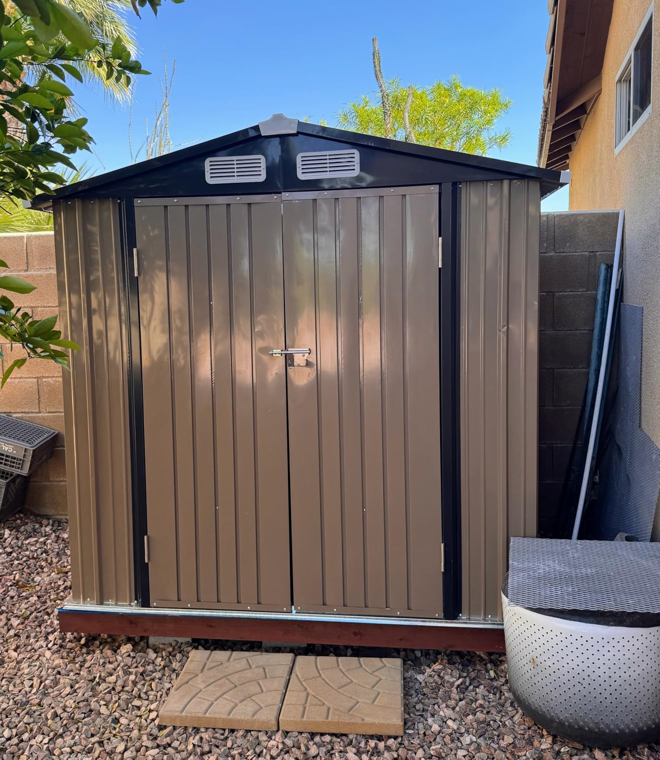Aoxun 6.2x4 FT Shed Outdoor Storage Shed with Lockable Doors & Sloping Roof Metal Garden Tool Shed for Backyard, Patio, Poolside customer photo 2