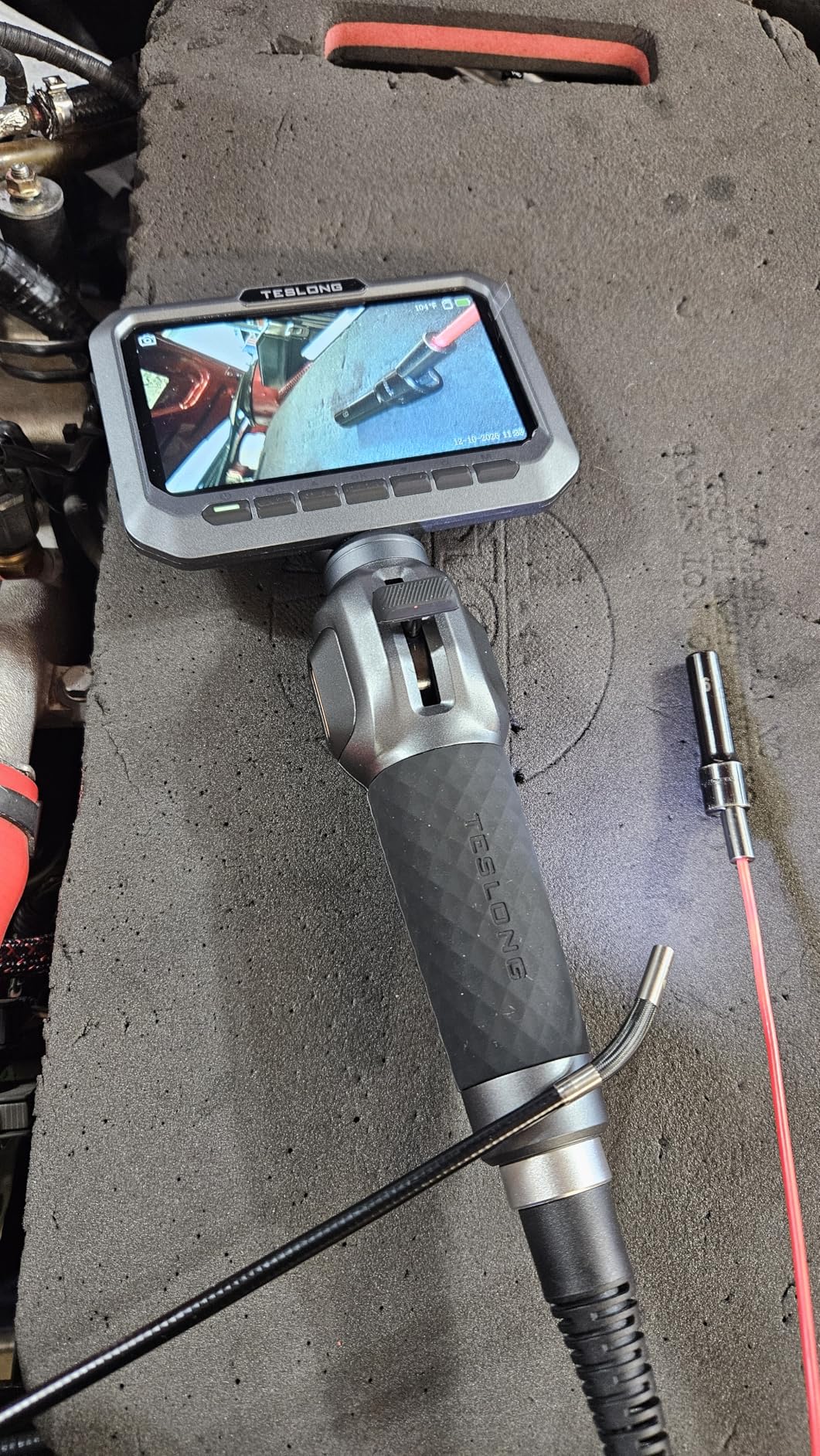 Teslong Two-Way Articulating Borescope, 5.5mm Slim Probe, 5.0'' Industrial Endoscope with Light, 5FT Flexible Snake Scope for Automotive, HVAC & Mechanics customer photo 2