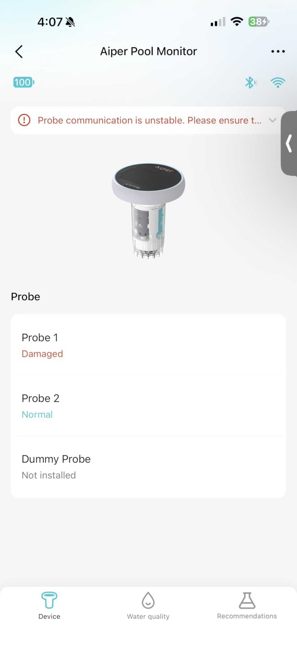 AIPER HydroComm Smart Pool Monitor, 24/7 Digital Water Testing for Pools, Hot Tubs & Spas, 5-in-1 Accurate Testing, App Control, Customized Optimization Tips, White customer photo 1