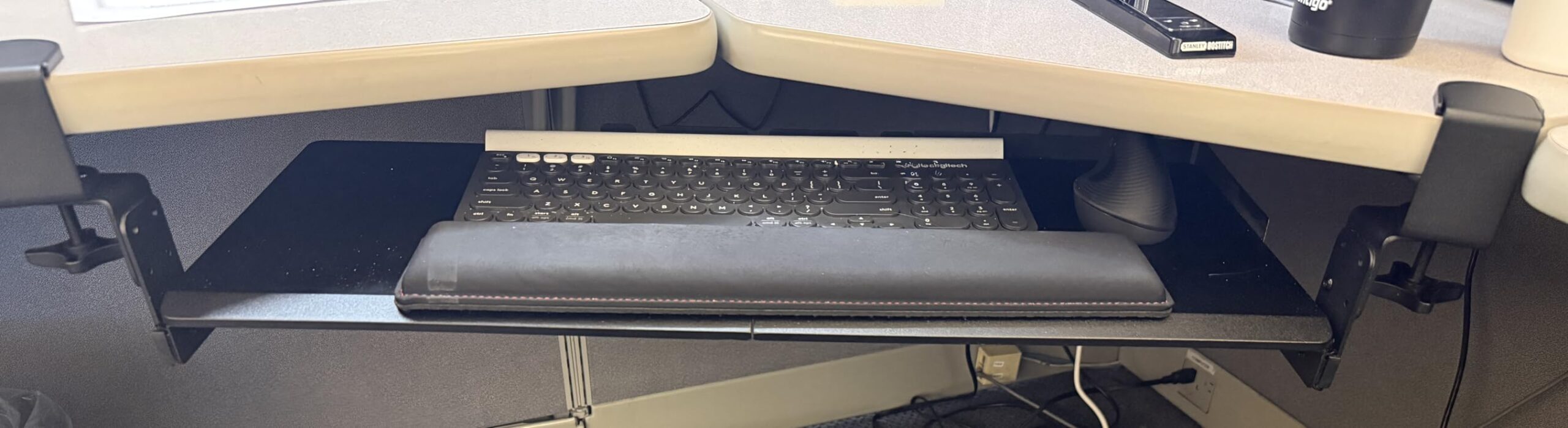 AX WABER Keyboard Tray Under Desk Pull Out with Extra Sturdy C Clamp Mount System, 27.3 x 11 Inch Slide-Out Platform Computer Drawer for Typing Vintage AX01WG02 customer photo 2