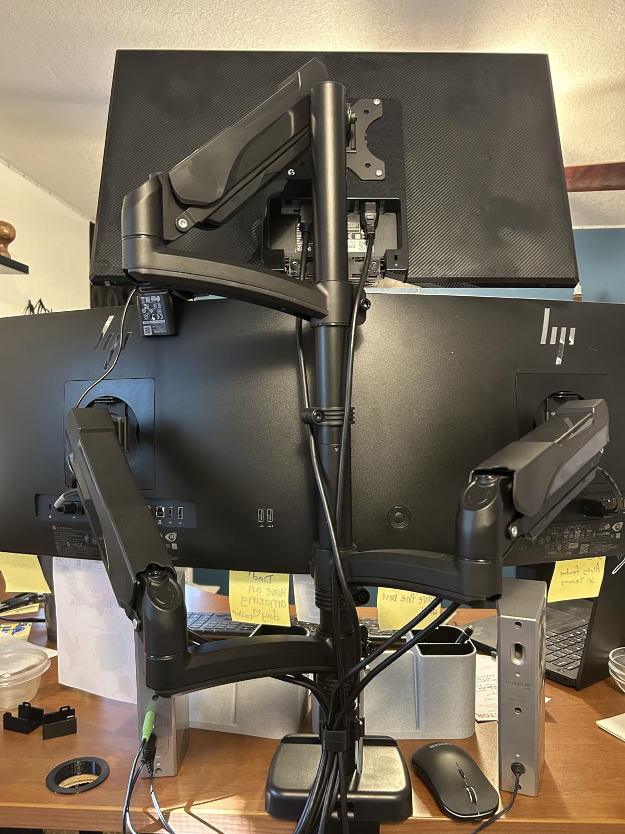 Triple Monitor Mount Fits Max 32 inch Computer Screen, Holds up to 17.6lbs Each Arm, 3 Monitor Desk Mount, Triple Stand with Tilt Swivel Rotation, VESA Mount 75/100mm customer photo 1
