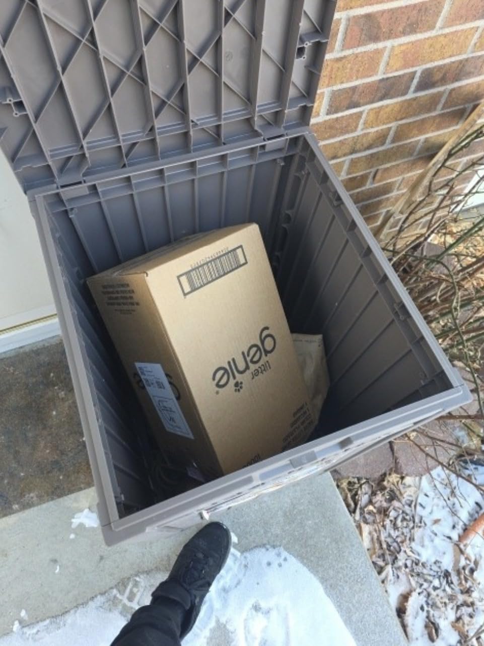 Package Delivery Box 55 Gallon with Lockable Secure, Outdoor Package Drop Container Waterproof for Porch Patio and Curbside(Black) customer photo 2