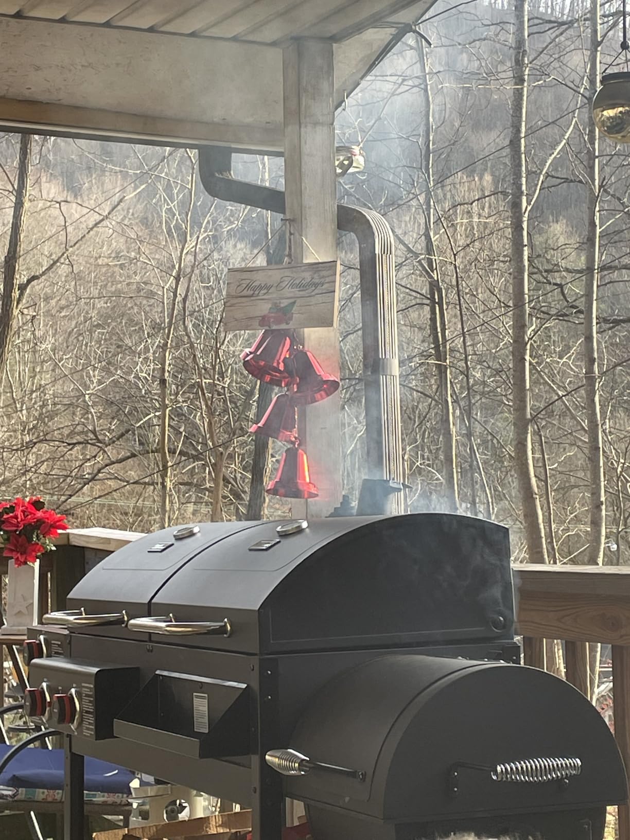 2-Burner Gas and Charcoal Grill Combo with Offset Smoker and Side Burner, 34,000 BTU, 1020 Sq. In. Cooking Area, Black customer photo 1