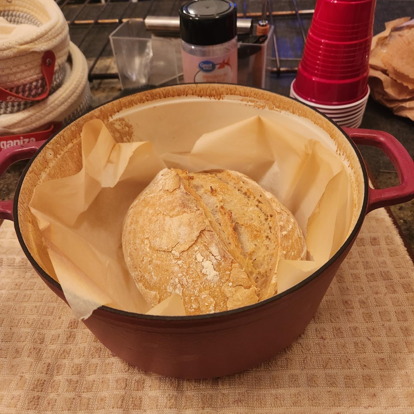CAROTE 5QT Enameled Cast Iron Dutch Oven Pot with Lid, Heavy-Duty Dutch Oven for Sourdough Bread Baking, Braising, Stews, Roasting, Healthy & Non-Toxic, Dual Handles, All Stovetop Compatible, Oven Safe up to 500° F, Cream White customer photo 1